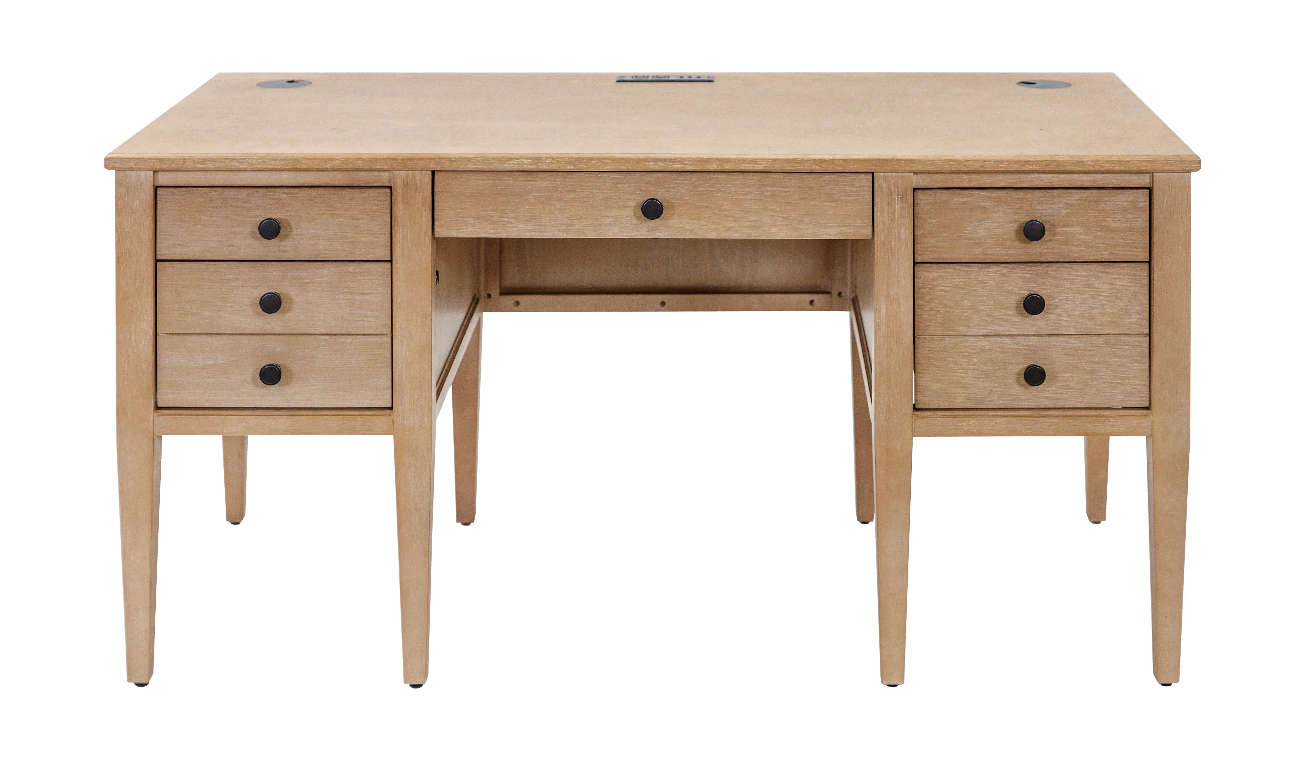 Laurel Natural Oak Half Pedestal Desk-1