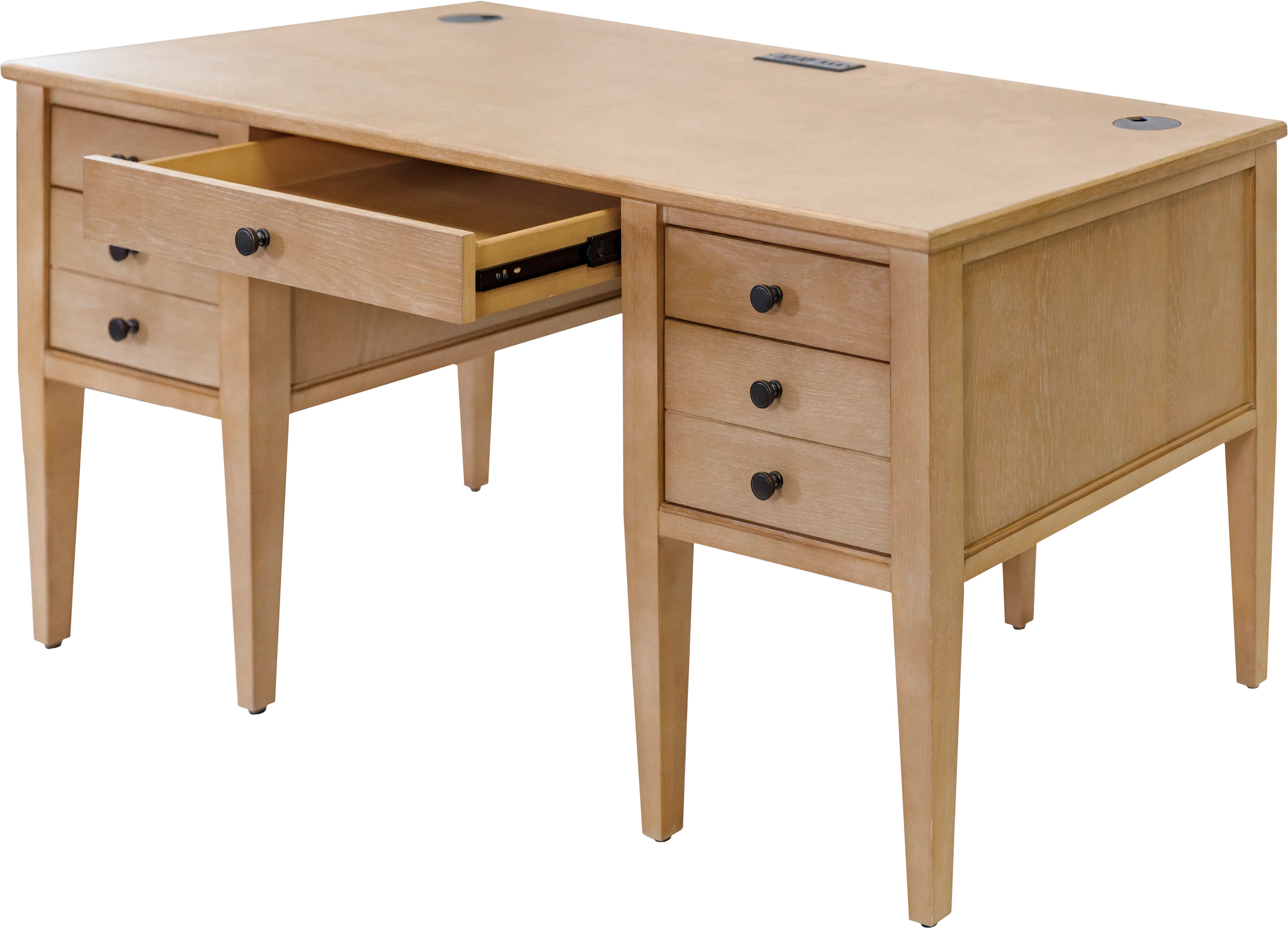 Laurel Natural Oak Half Pedestal Desk-10