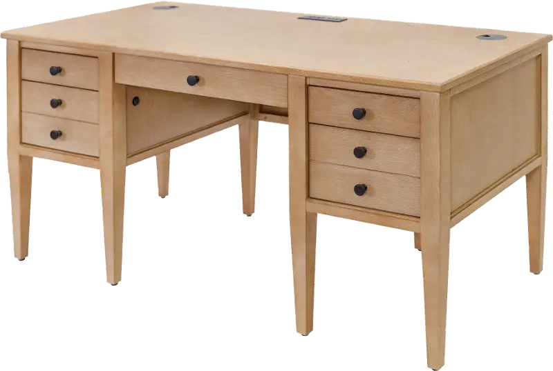 Laurel Natural Oak Half Pedestal Desk