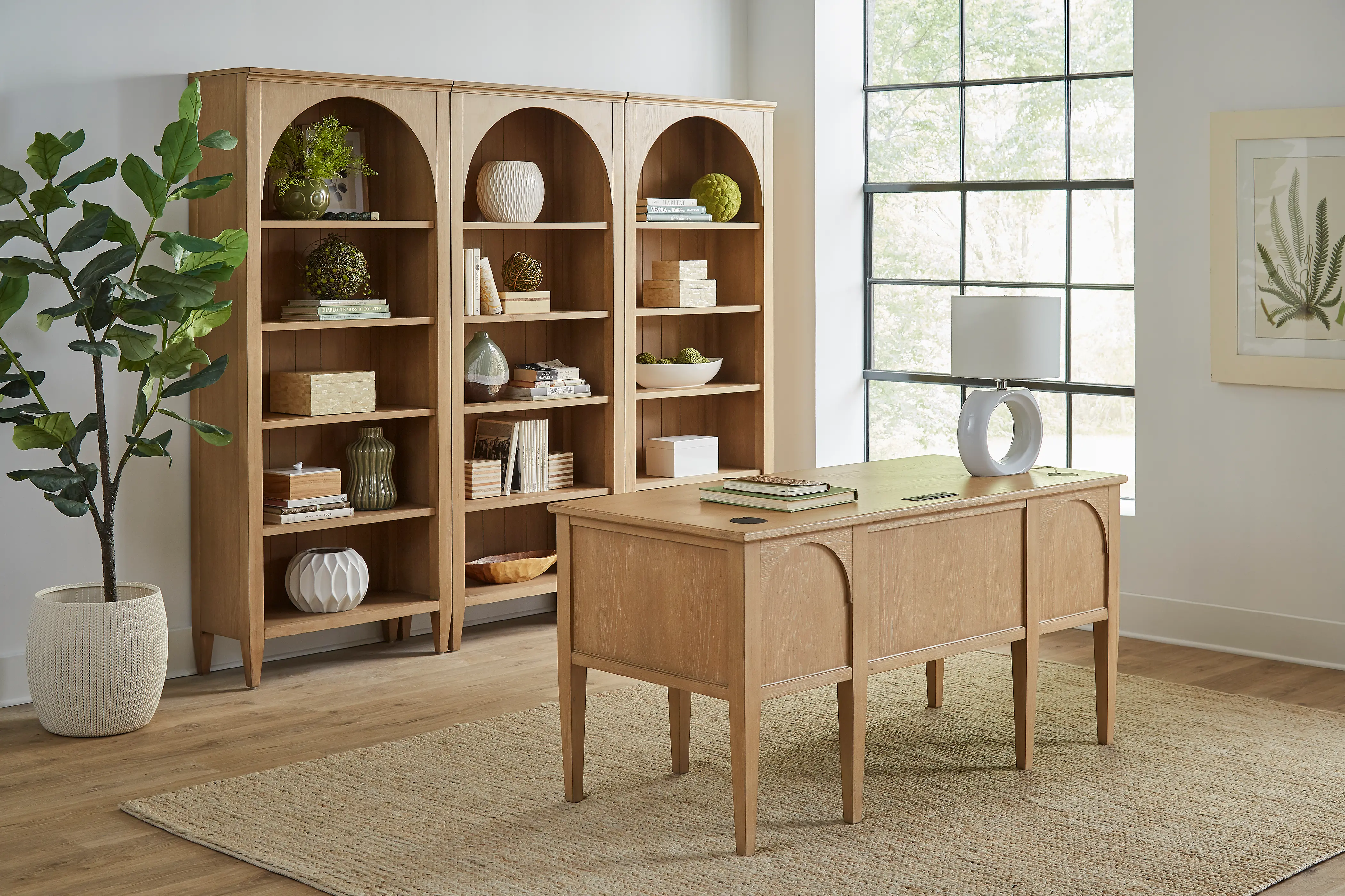 Laurel Natural Oak Half Pedestal Desk-2