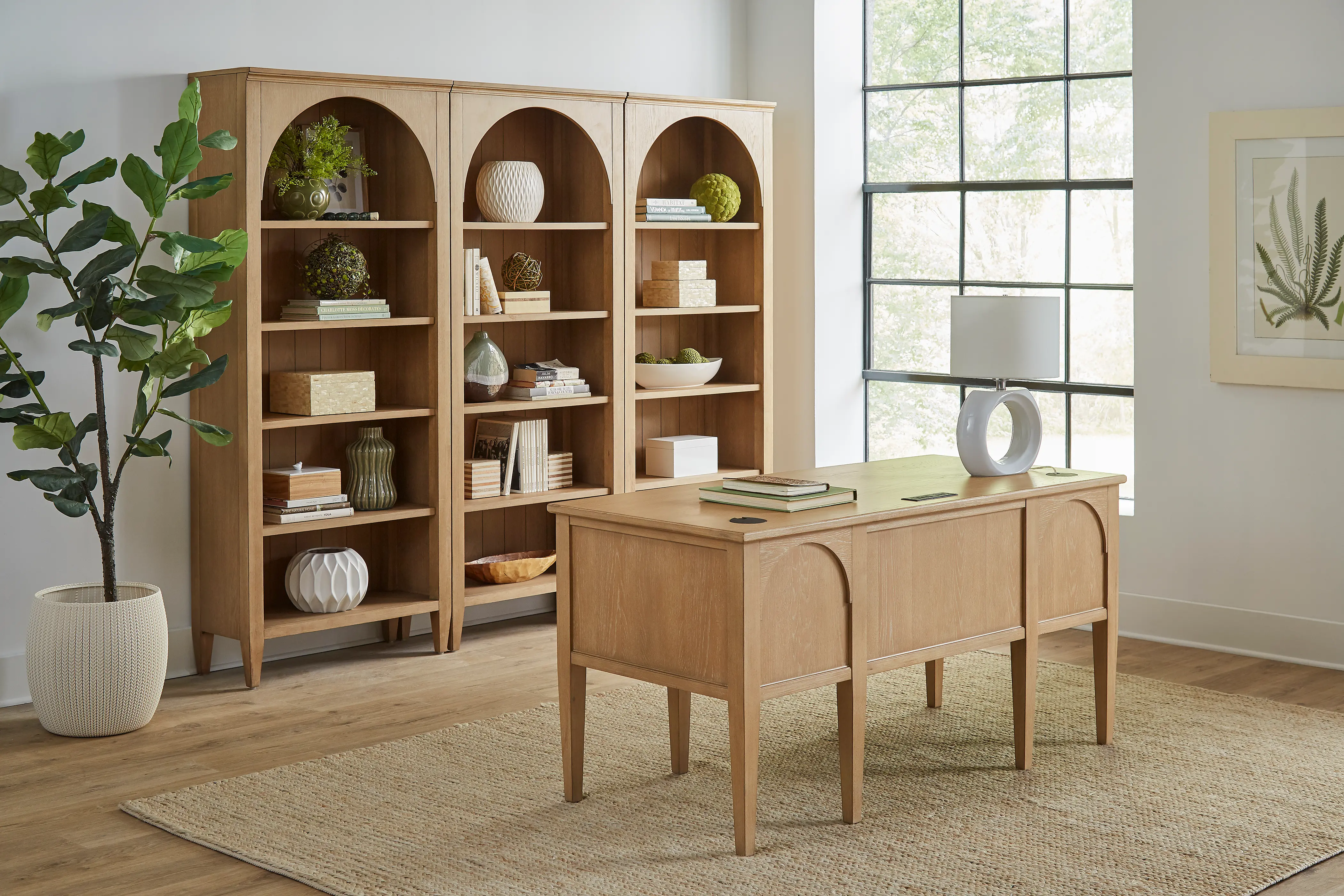 Laurel Natural Oak Half Pedestal Desk-2
