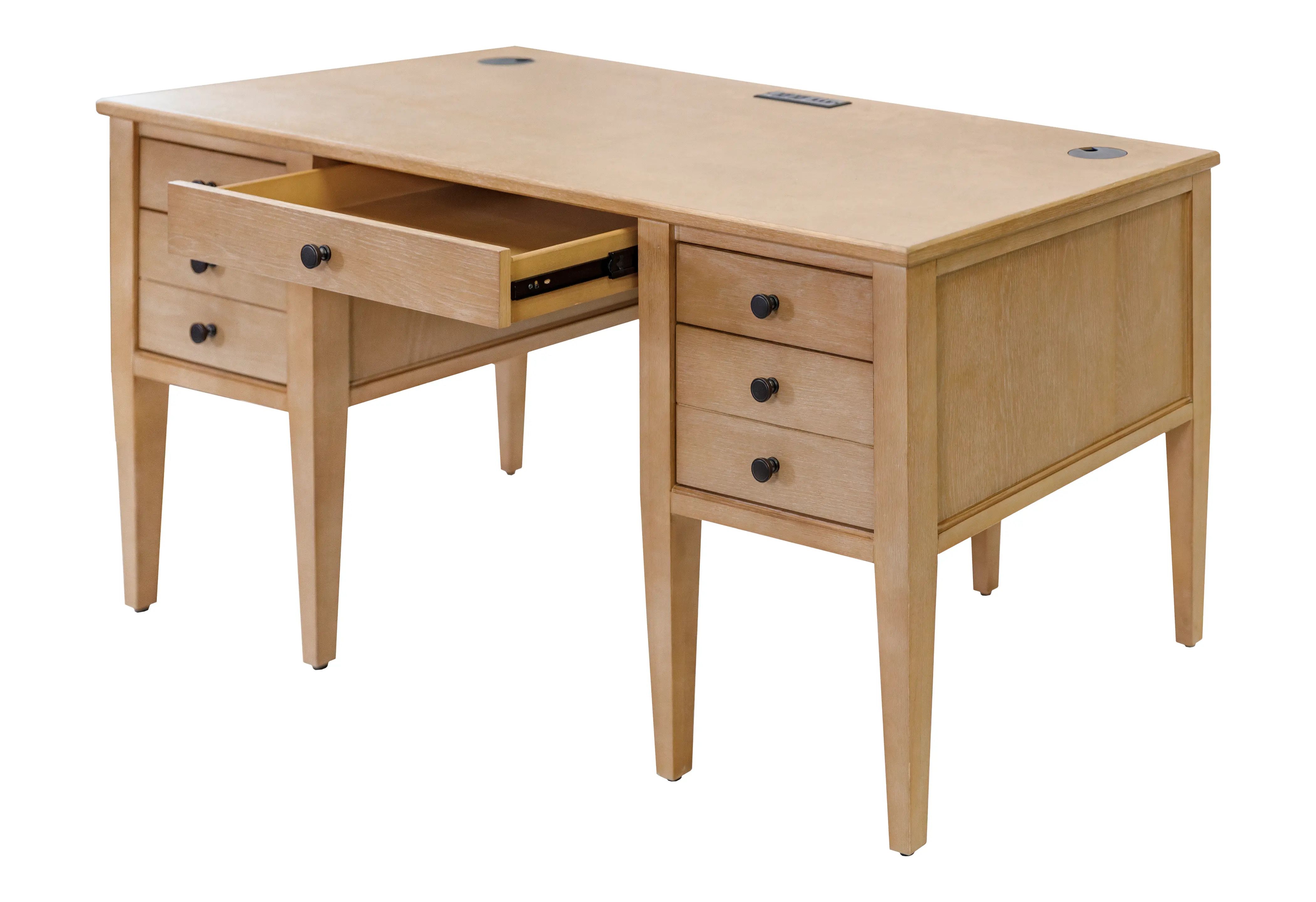 Laurel Natural Oak Half Pedestal Desk-4