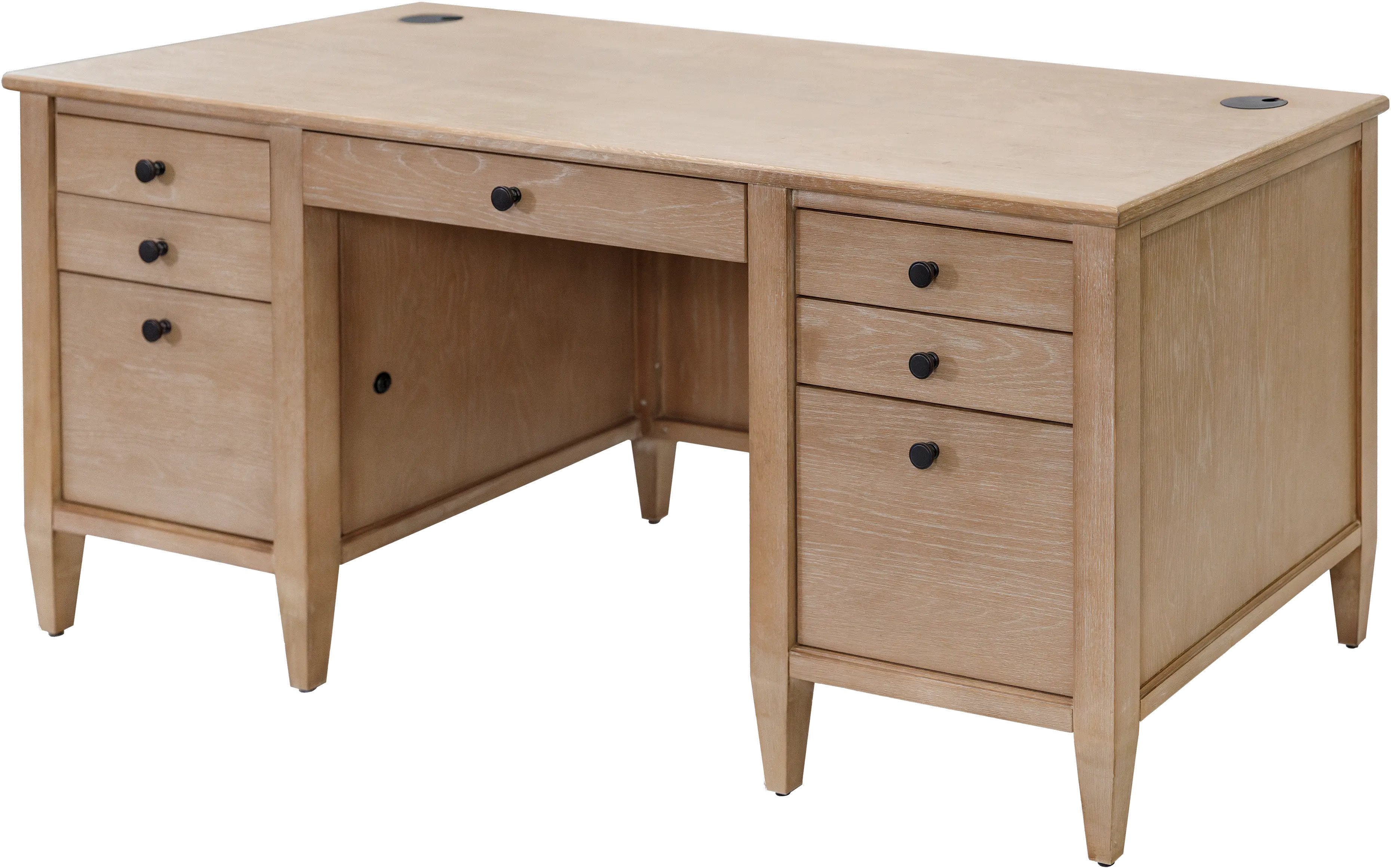 Laurel Natural Oak Double Pedestal Executive Desk-1