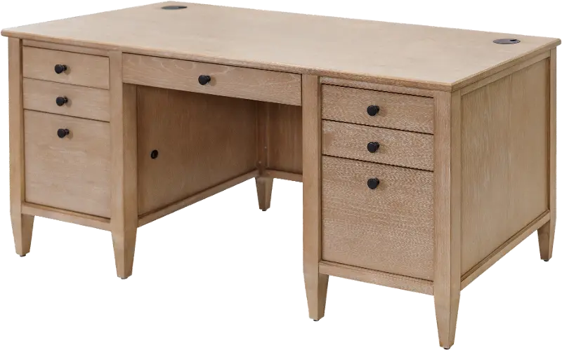 Laurel Natural Oak Double Pedestal Executive Desk