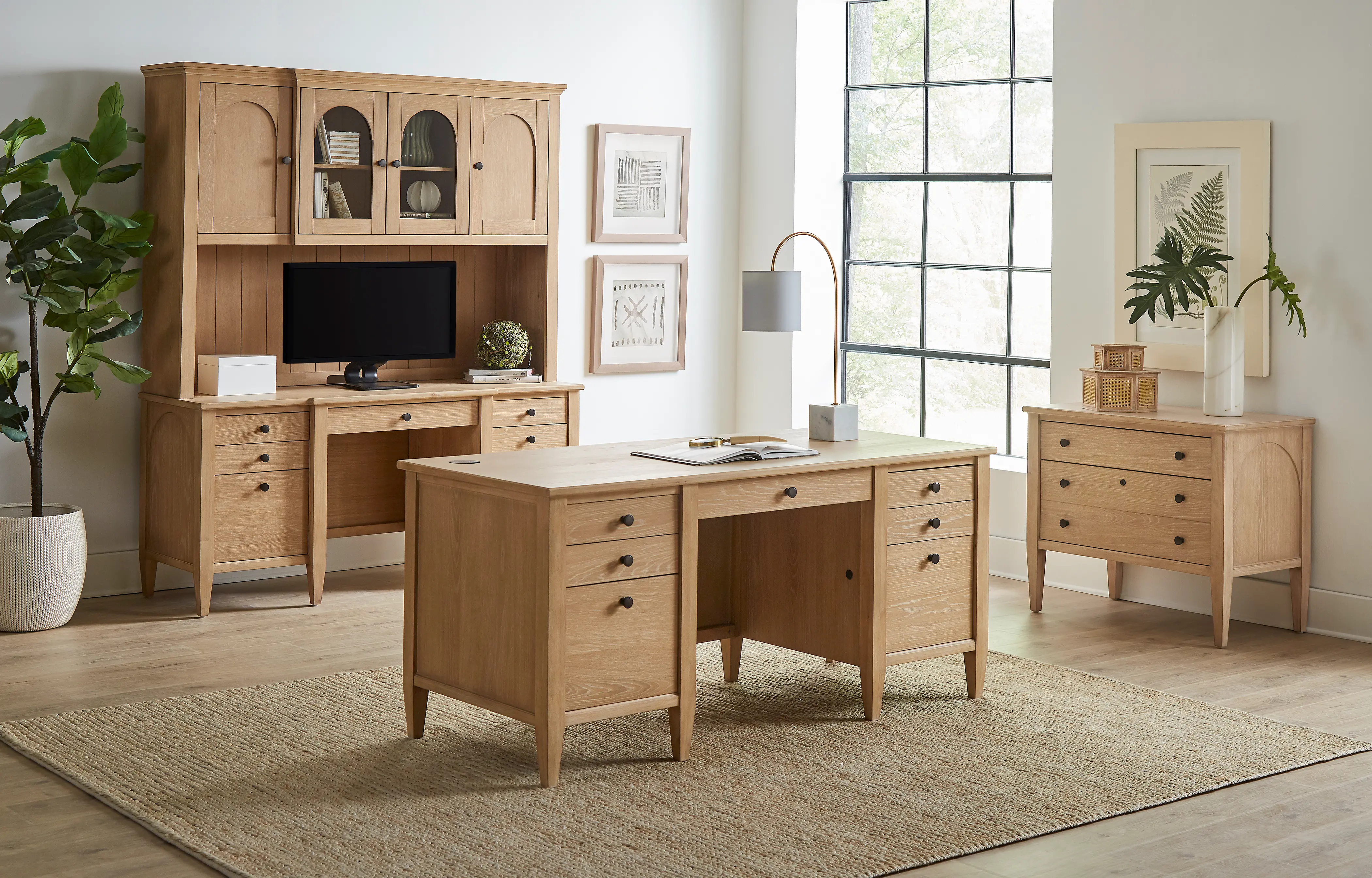 Laurel Natural Oak Double Pedestal Executive Desk-2