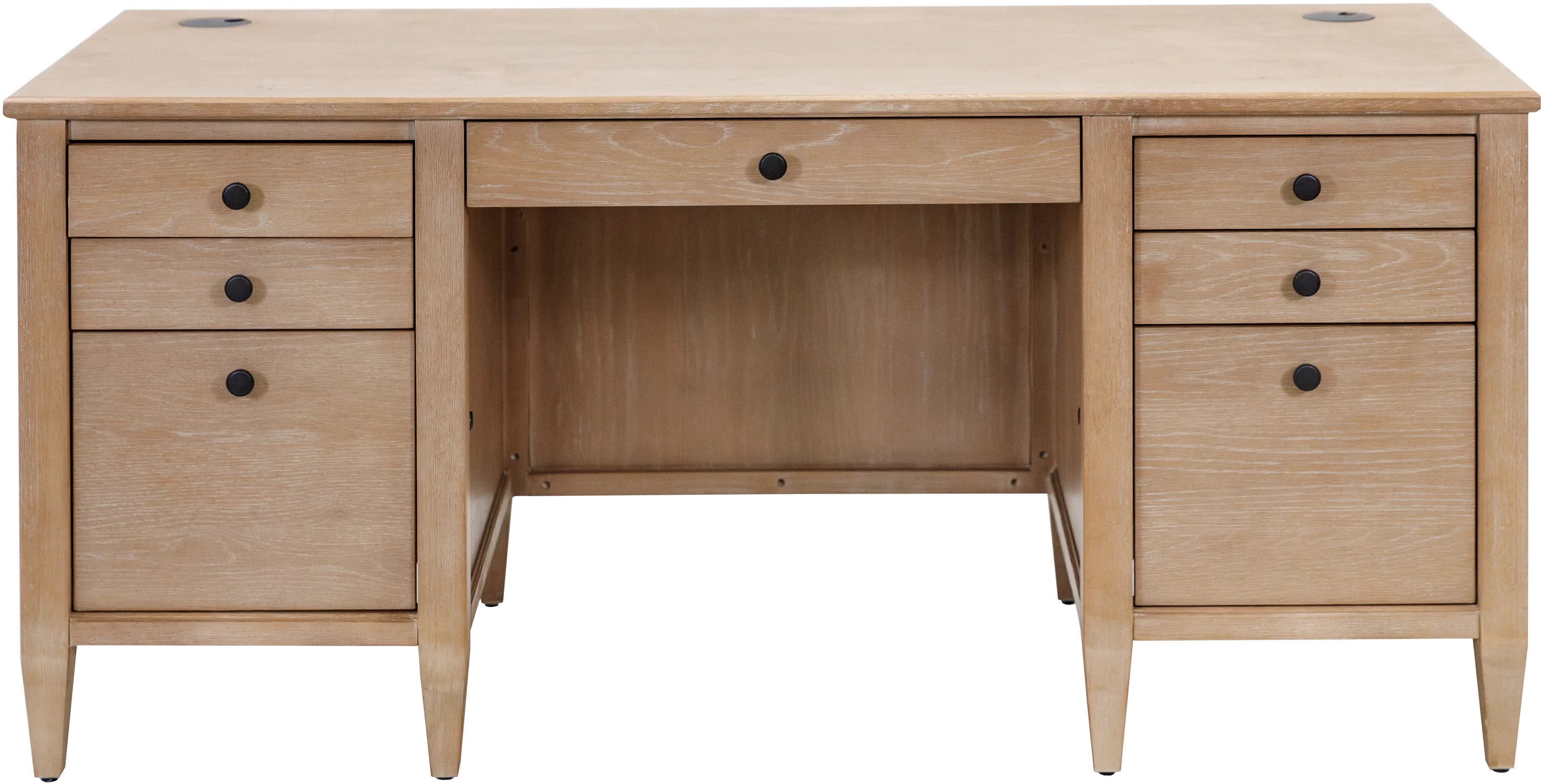 Laurel Natural Oak Double Pedestal Executive Desk-5