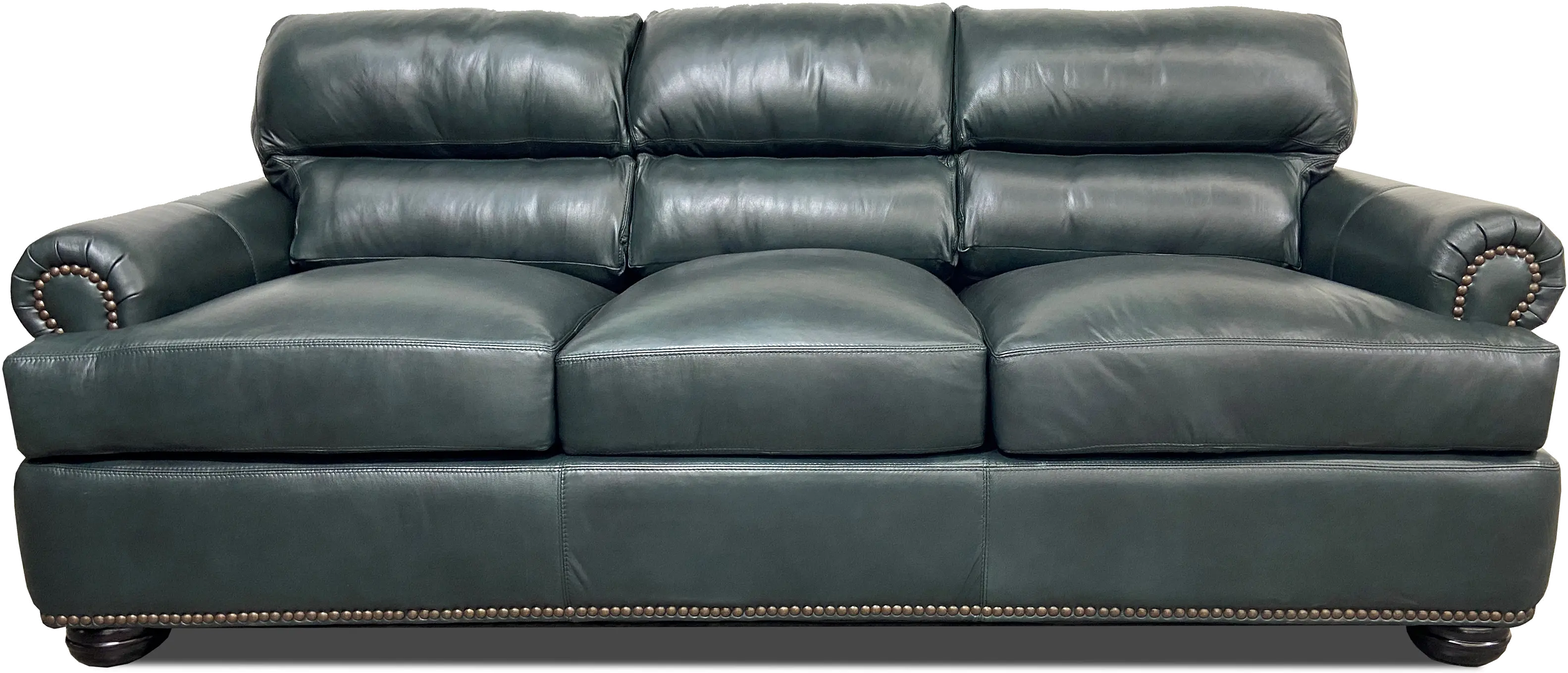Hunter Green Leather Sofa-1