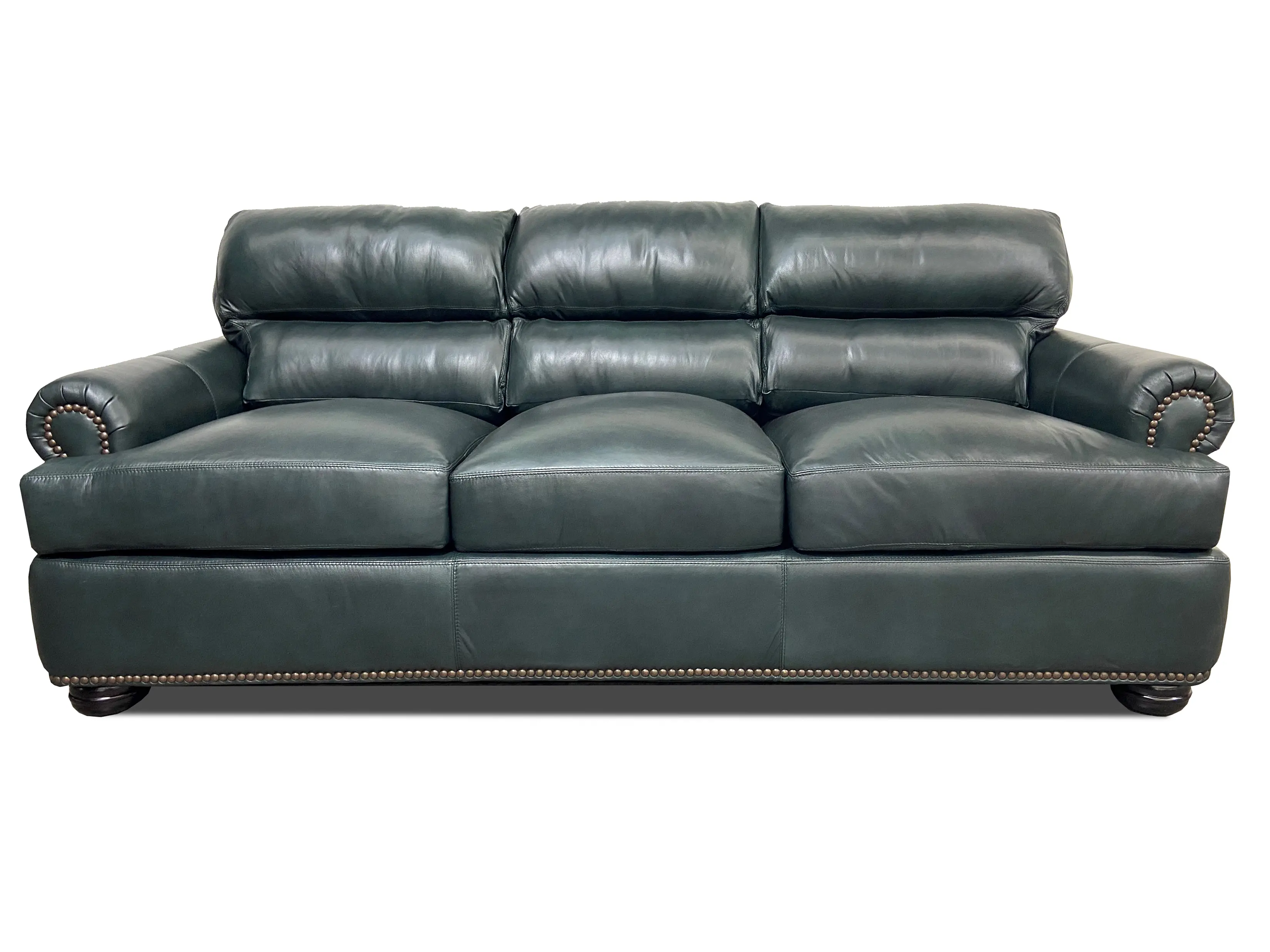 Hunter Green Leather Sofa-1