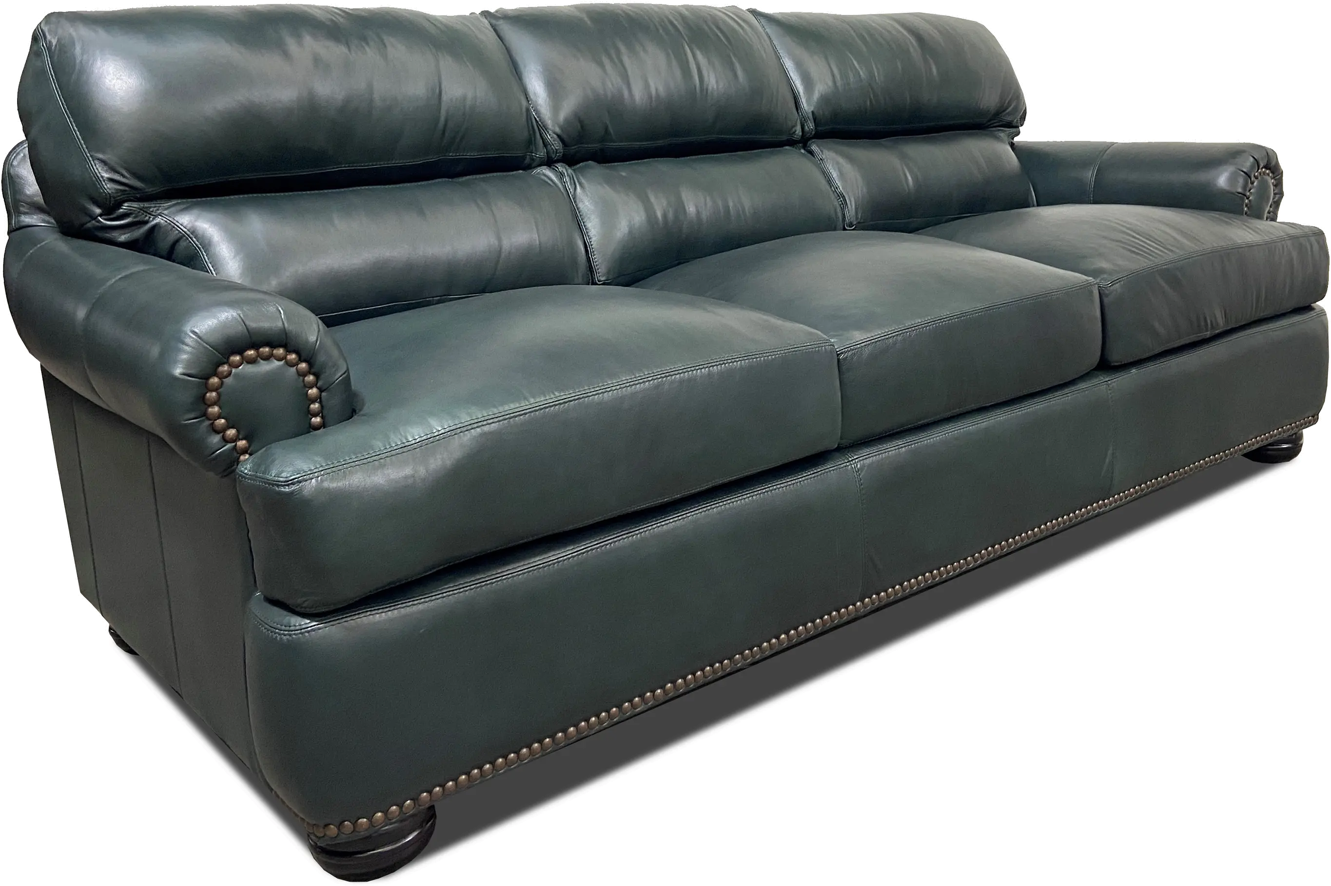 Hunter Green Leather Sofa-2