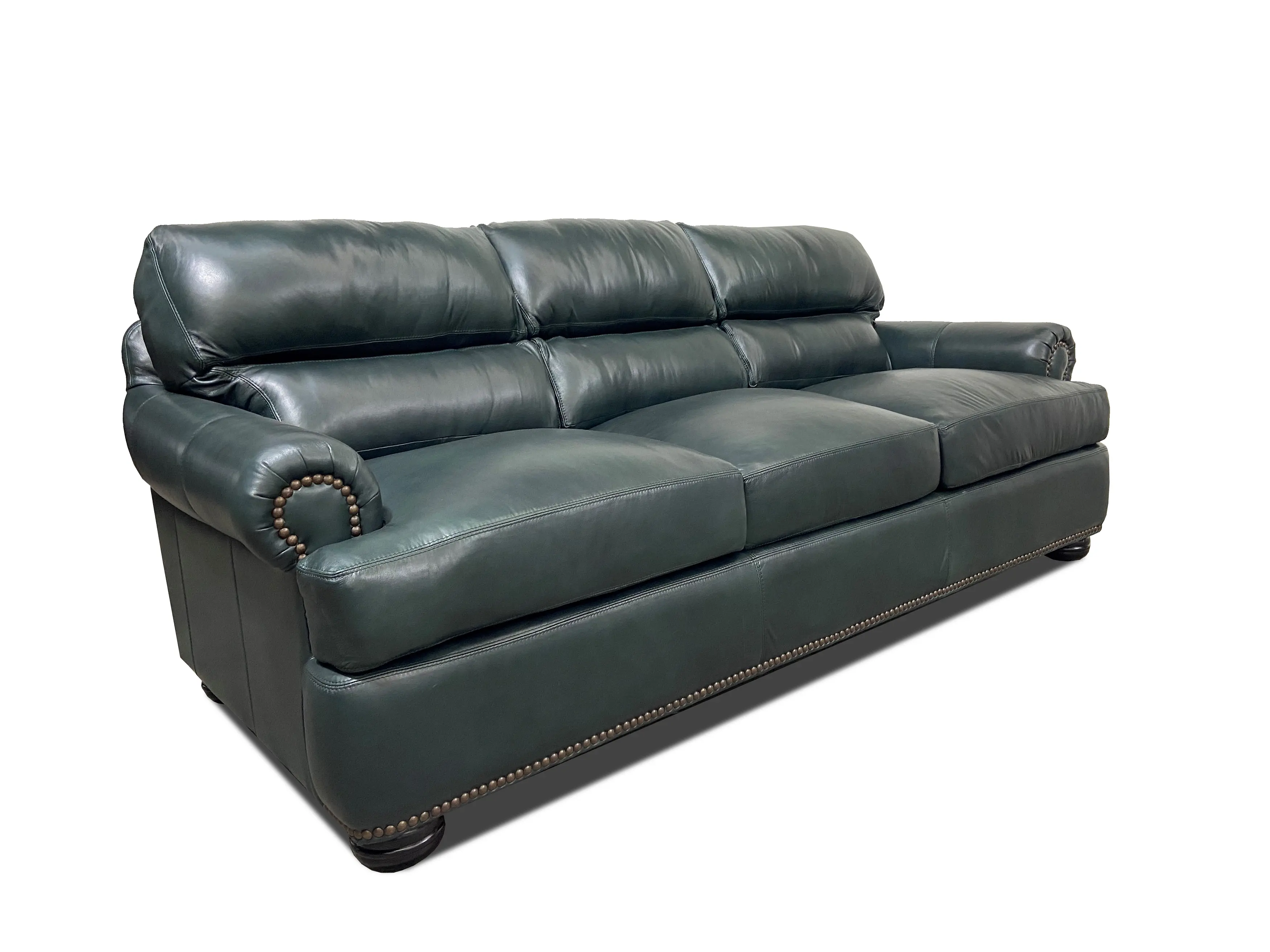 Hunter Green Leather Sofa-2