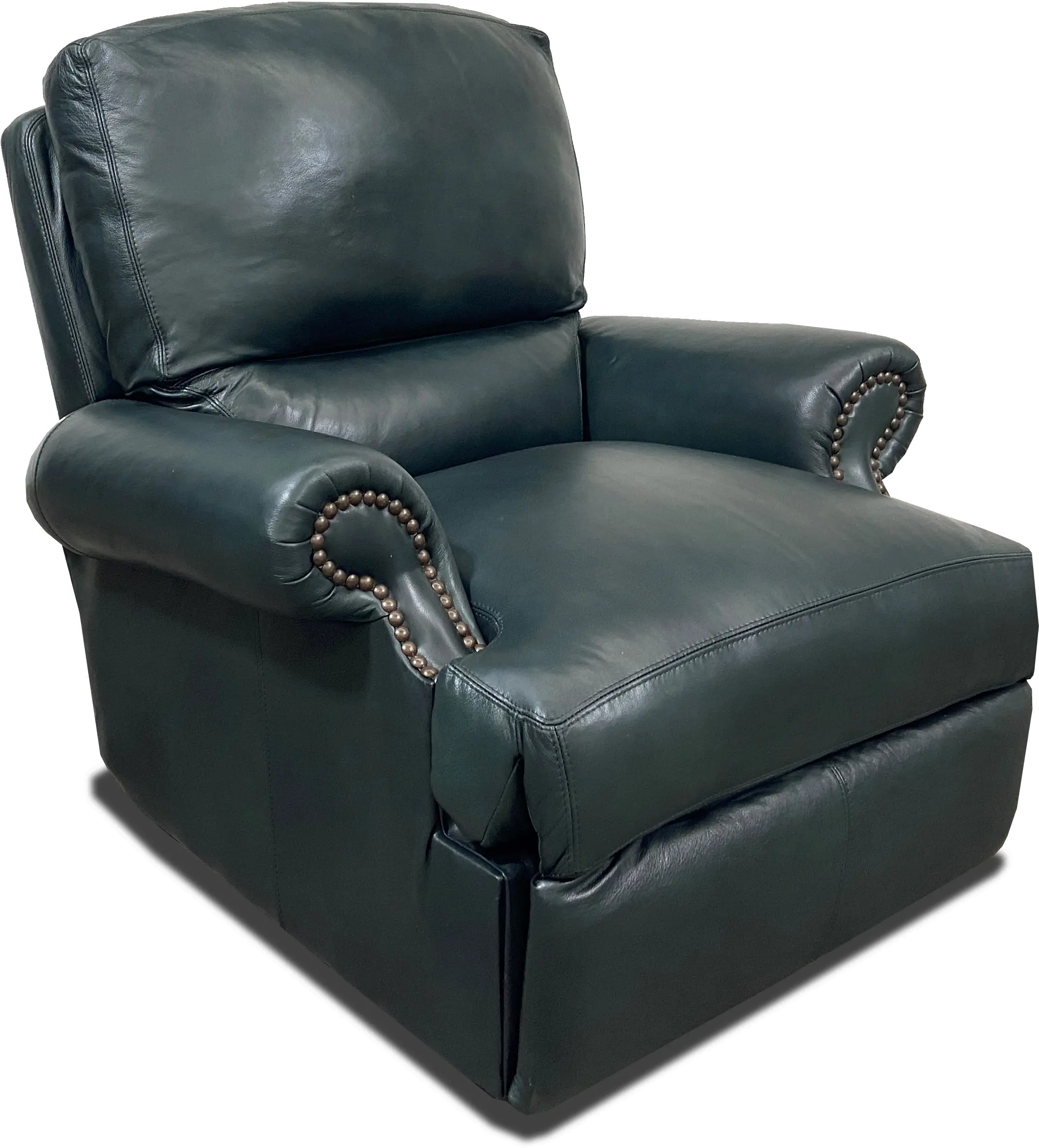 Hunter Green Leather Power Recliner-1