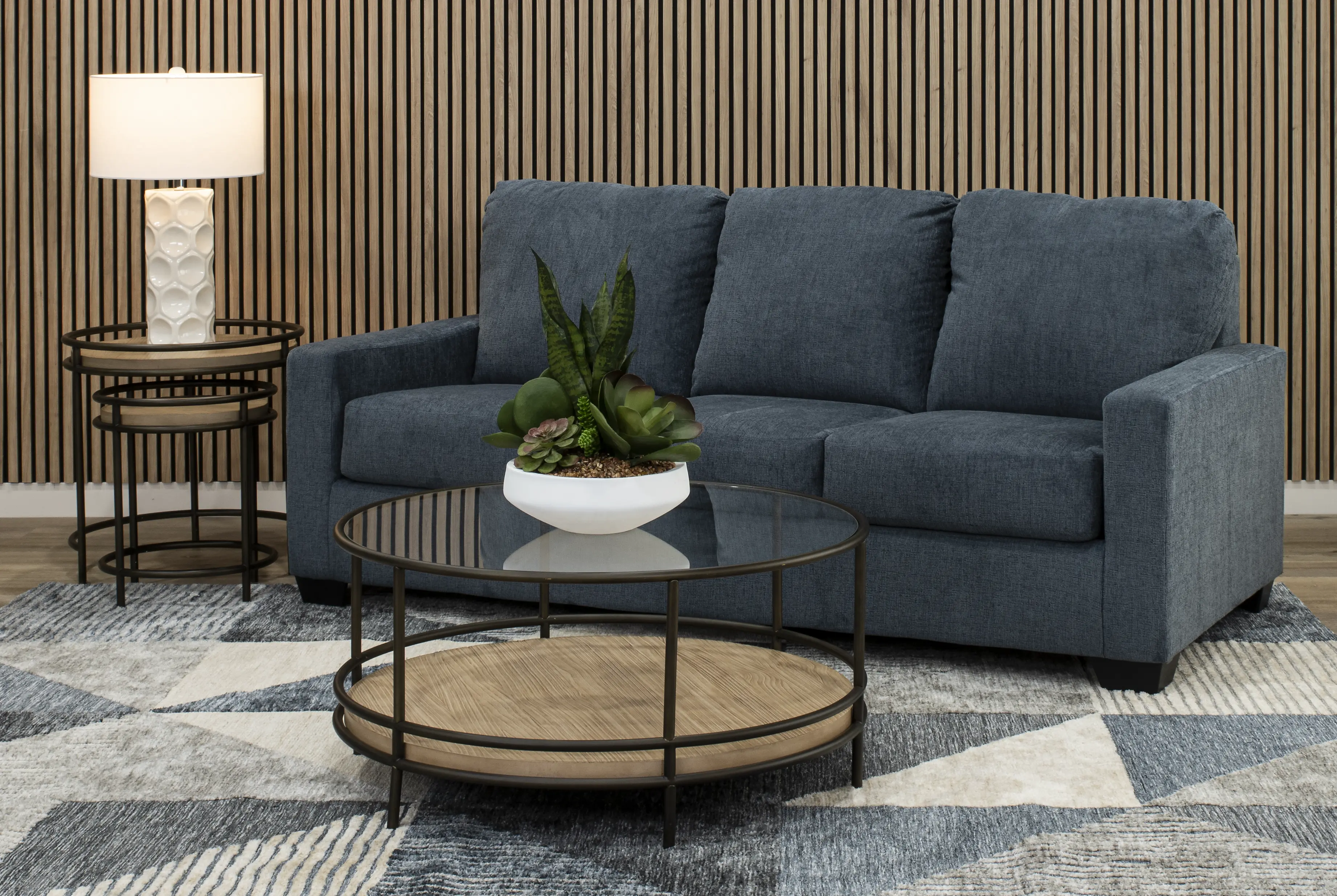 Rannis Navy Blue Queen Sofa Bed-2