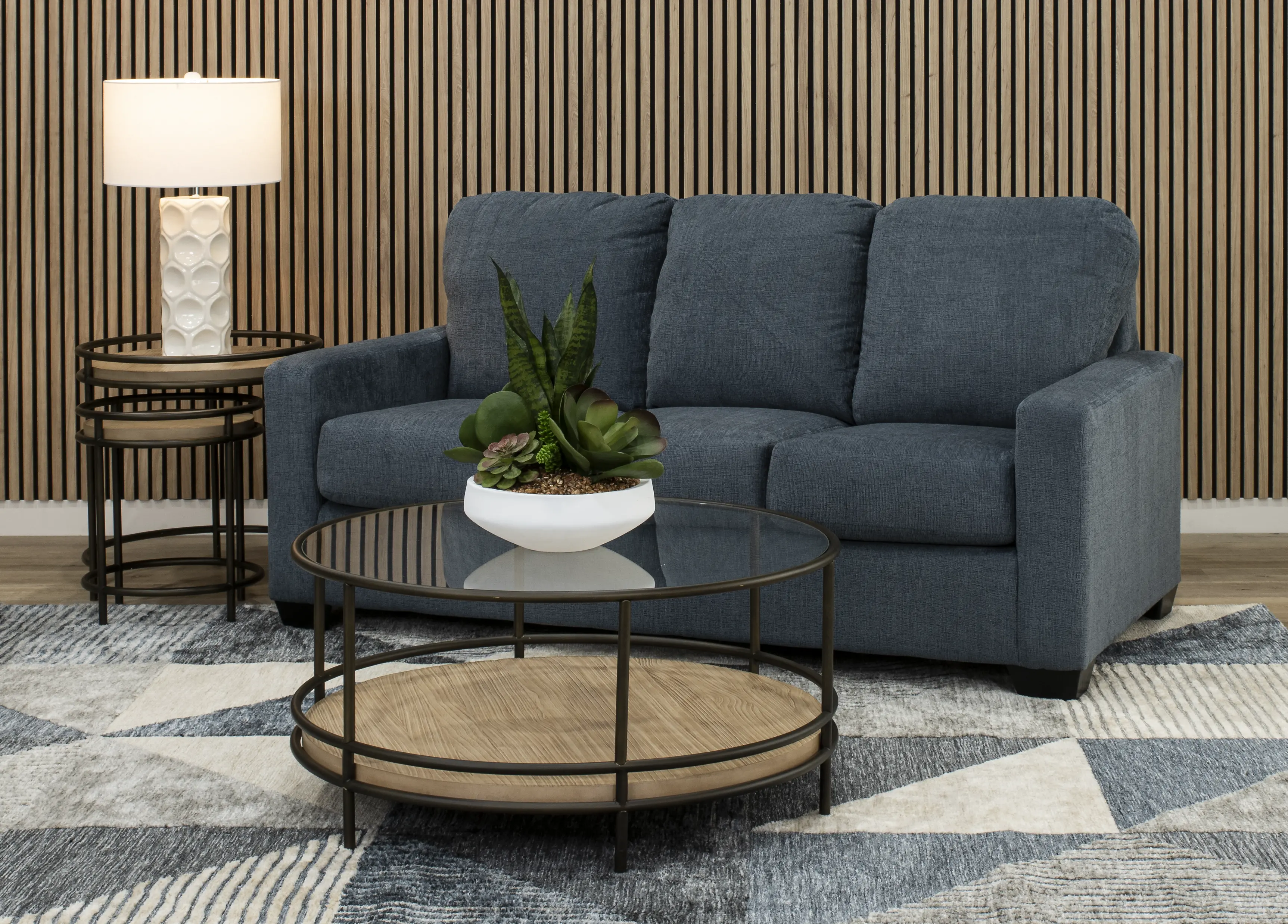 Rannis Navy Blue Full Sofa Bed-2
