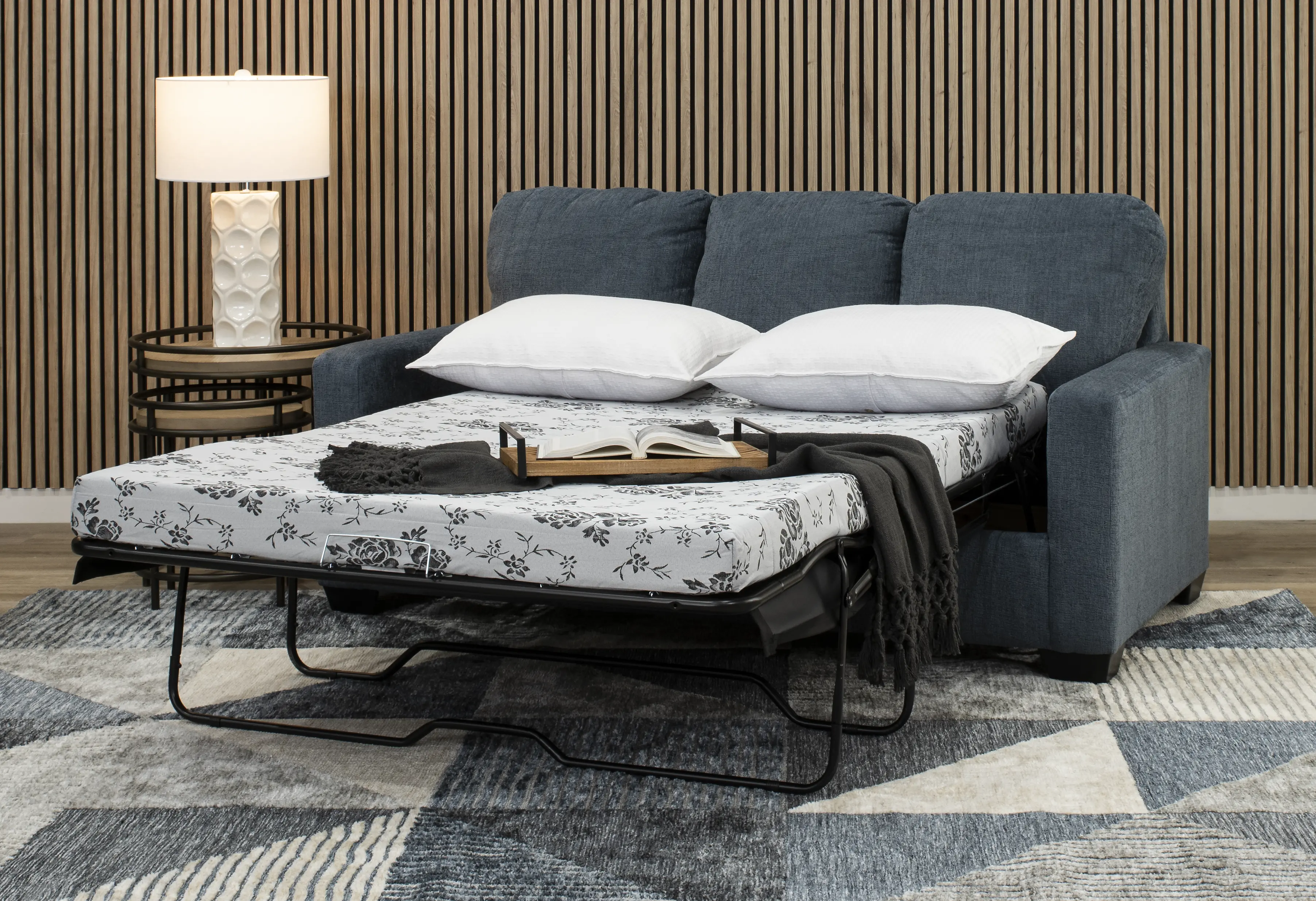Rannis Navy Blue Full Sofa Bed-5