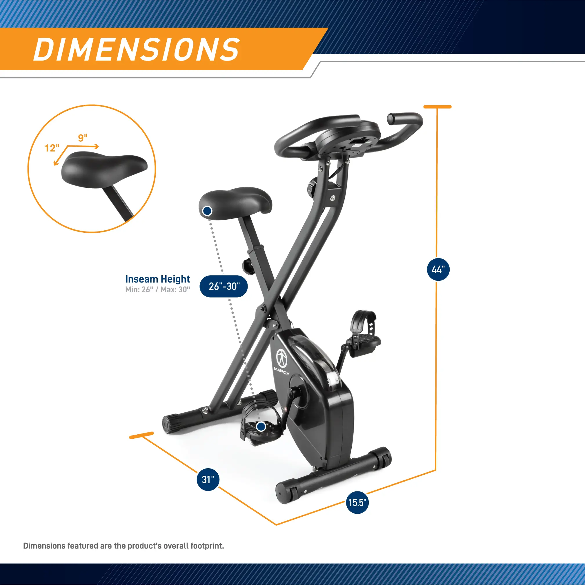 NS-654 Marcy Black Foldable Exercise Bike-7