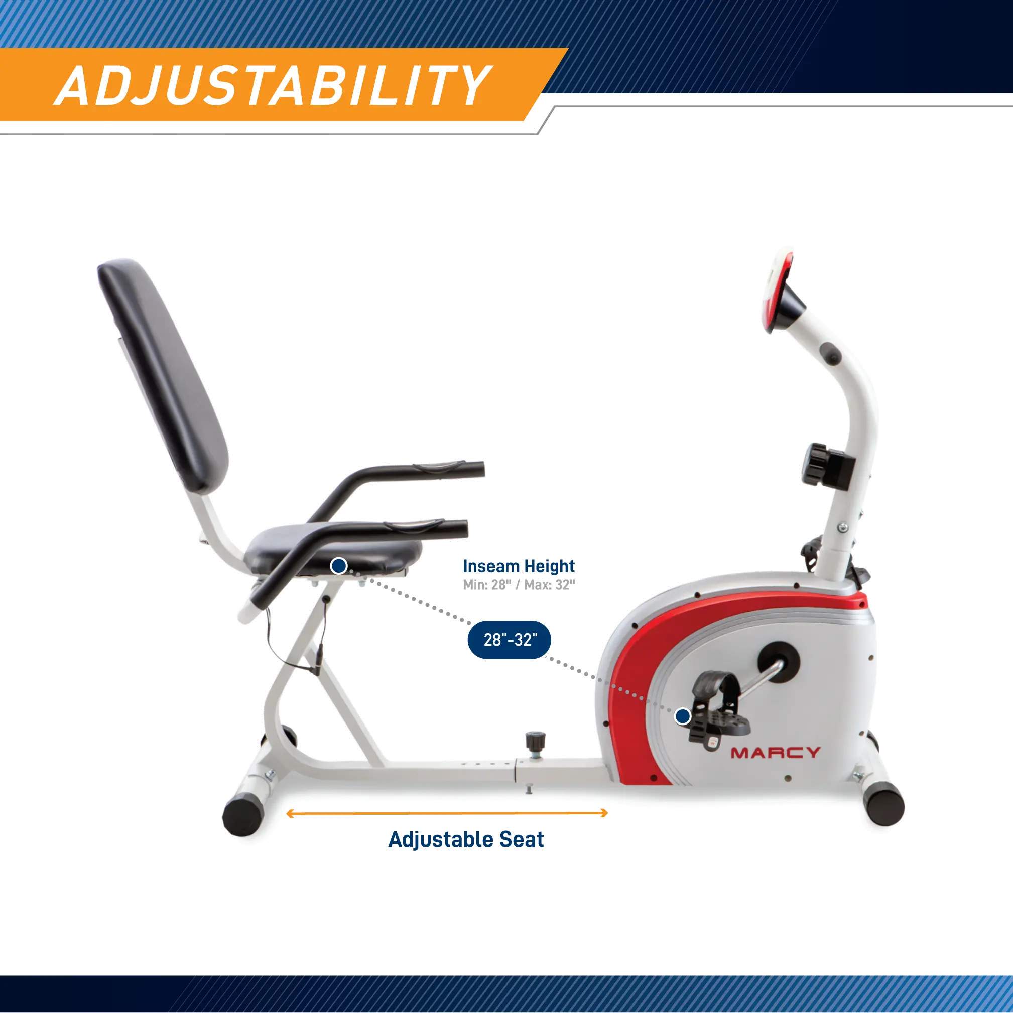 NS-908R Marcy Recumbent Exercise Bike with Pulse Monitor-4