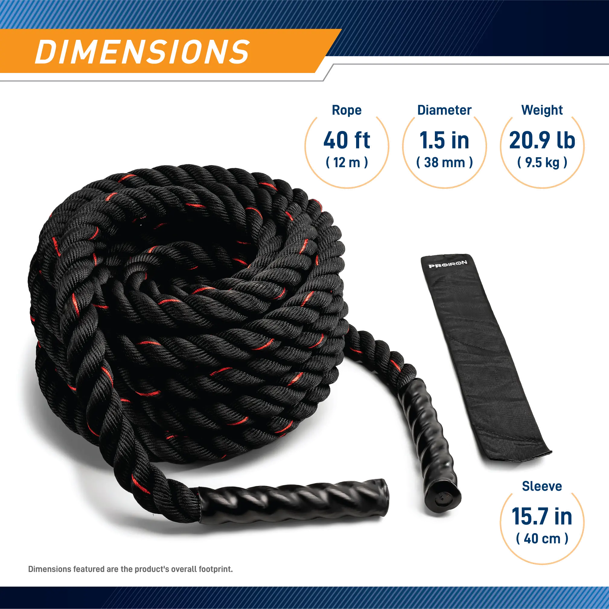 PRO-ZS01-2 PROIRON 40 Foot Battle Rope-2