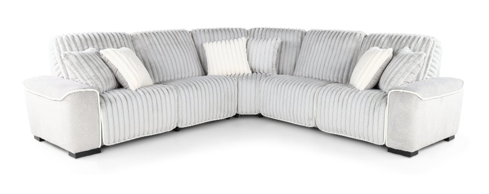 Presley Fog Gray 5-Piece Power Reclining Sectional
