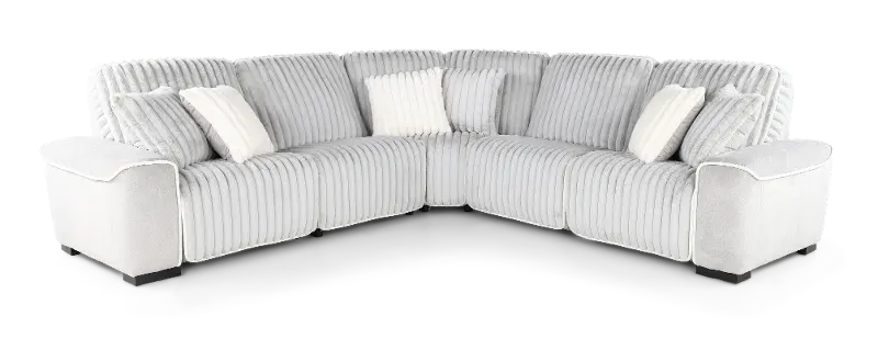 Presley Fog Gray 5-Piece Power Reclining Sectional