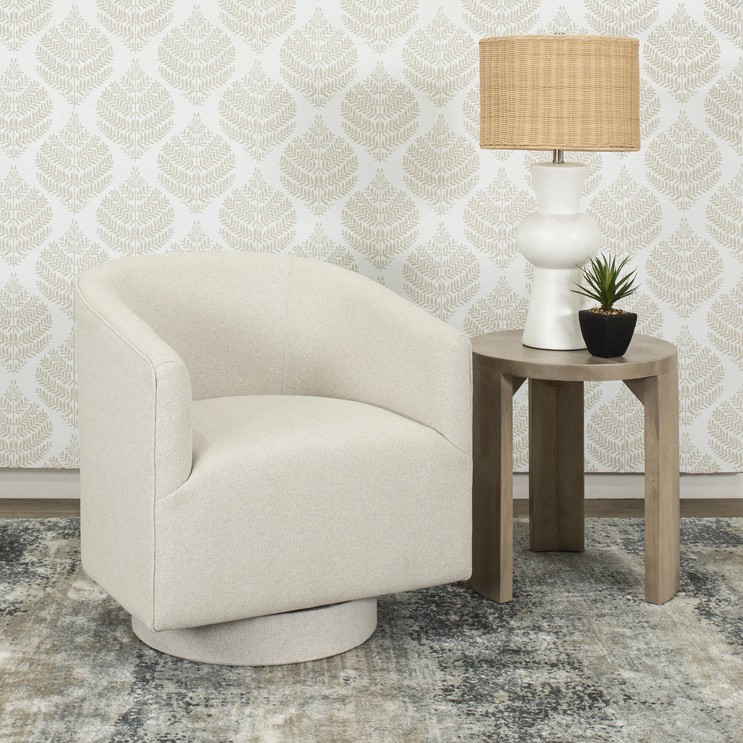 Brylee White Swivel Accent Chair-2