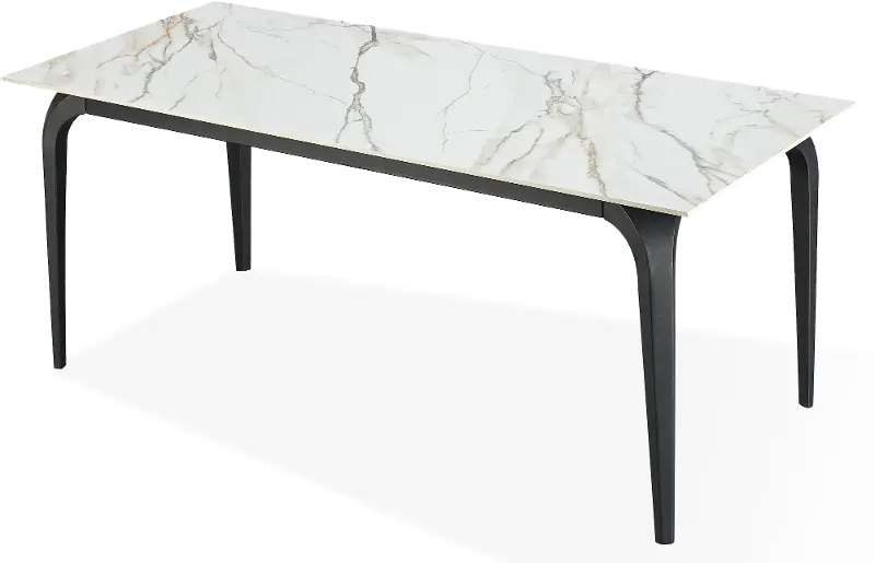 Nicoya White Stone and Metal Dining Table