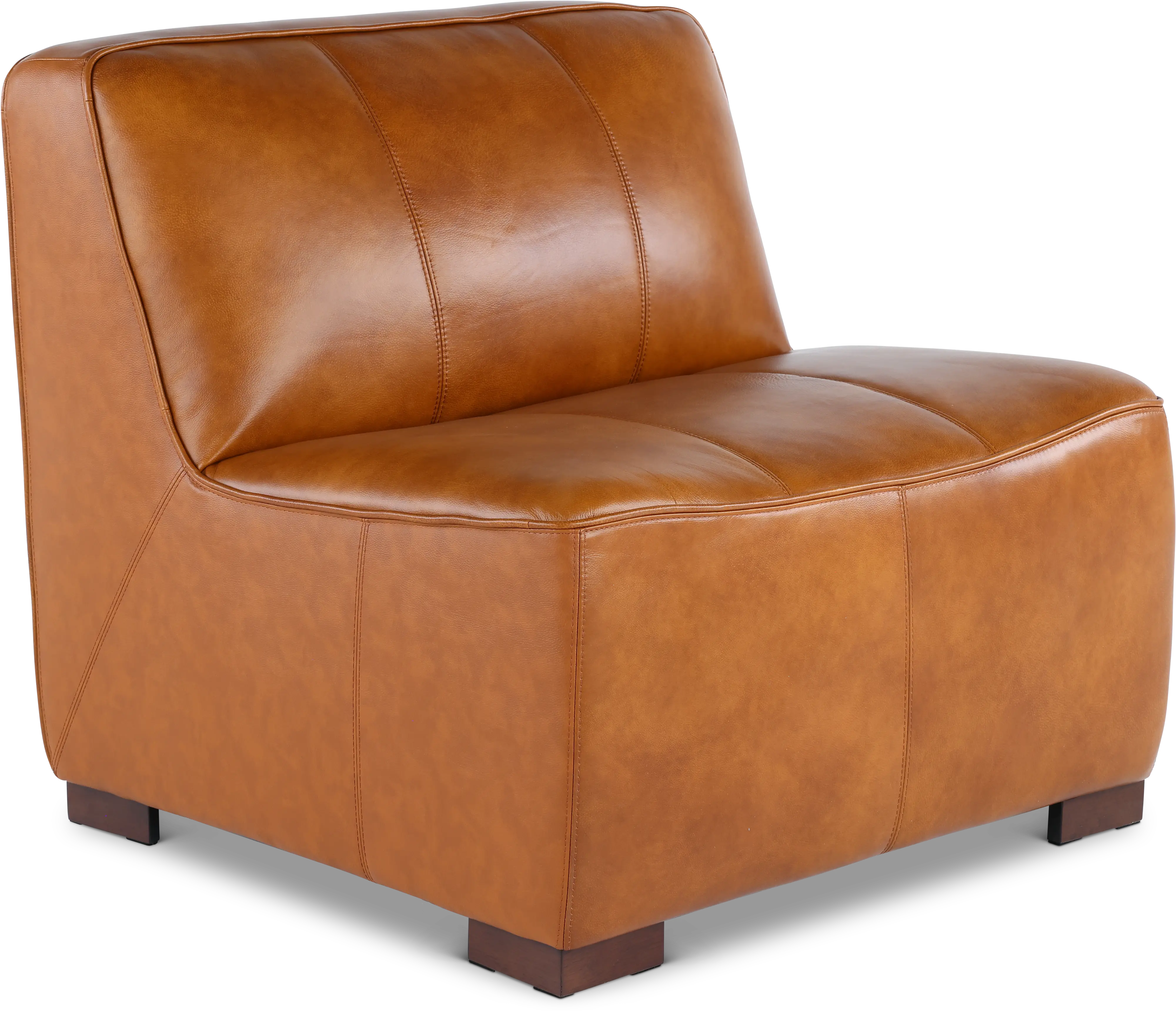 Denver Tobacco Brown Leather Modular Armless Chair-1