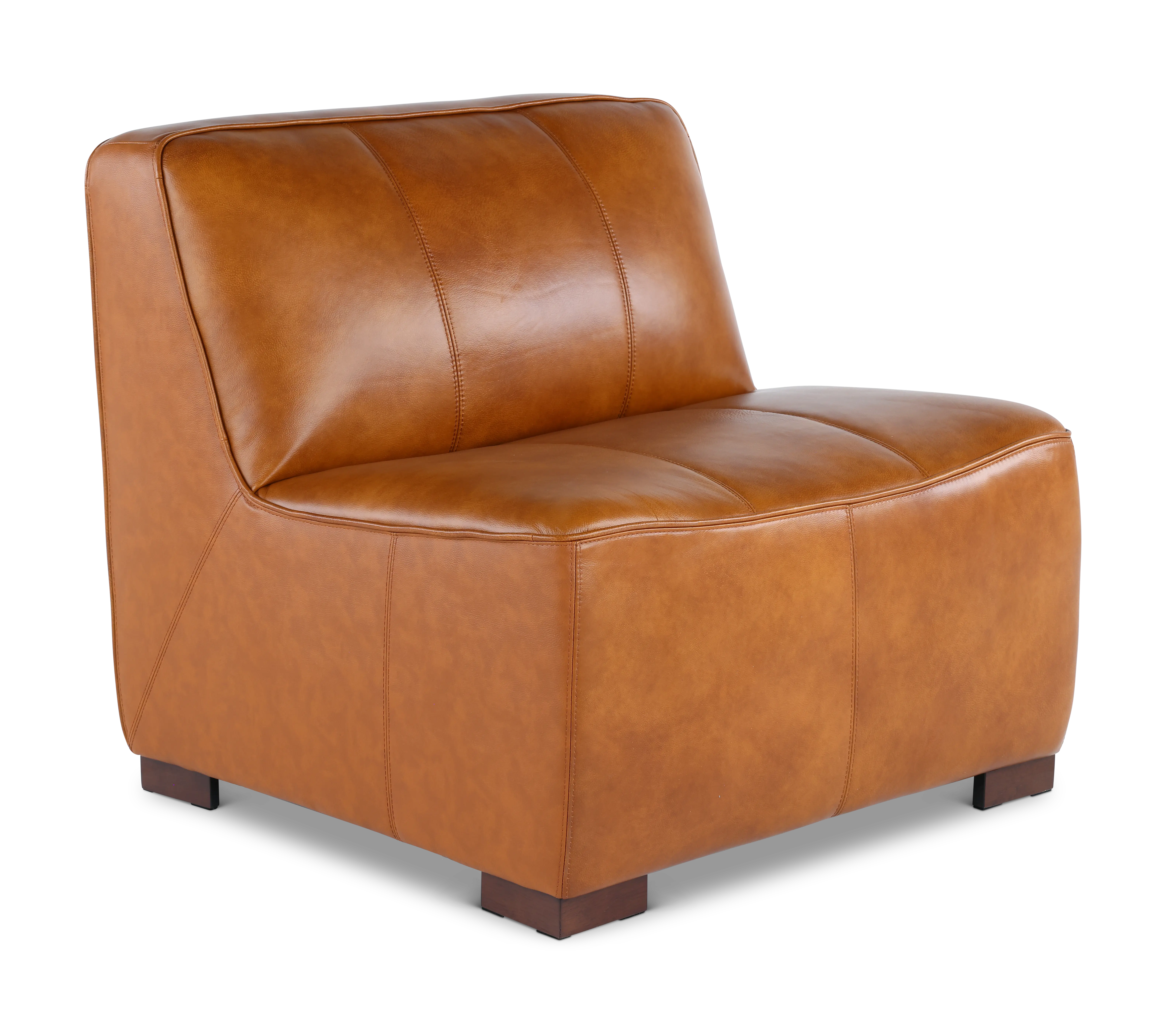 Denver Tobacco Brown Leather Modular Armless Chair-1