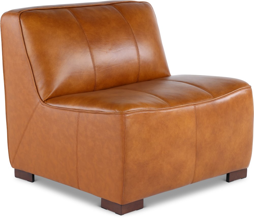 Denver Tobacco Brown Leather Modular Armless Chair
