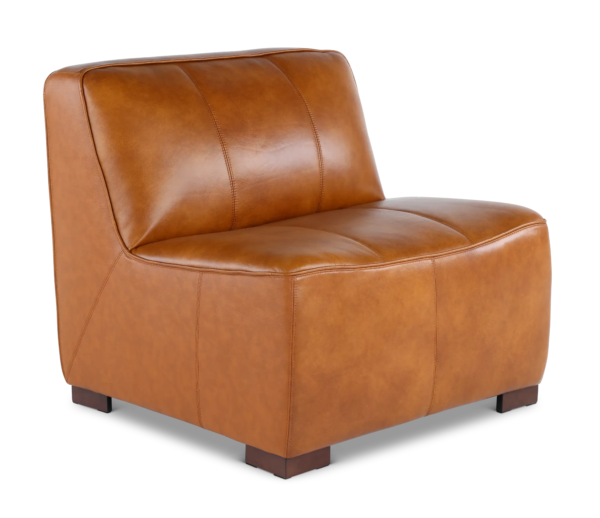 Denver Tobacco Brown Leather Modular Armless Chair