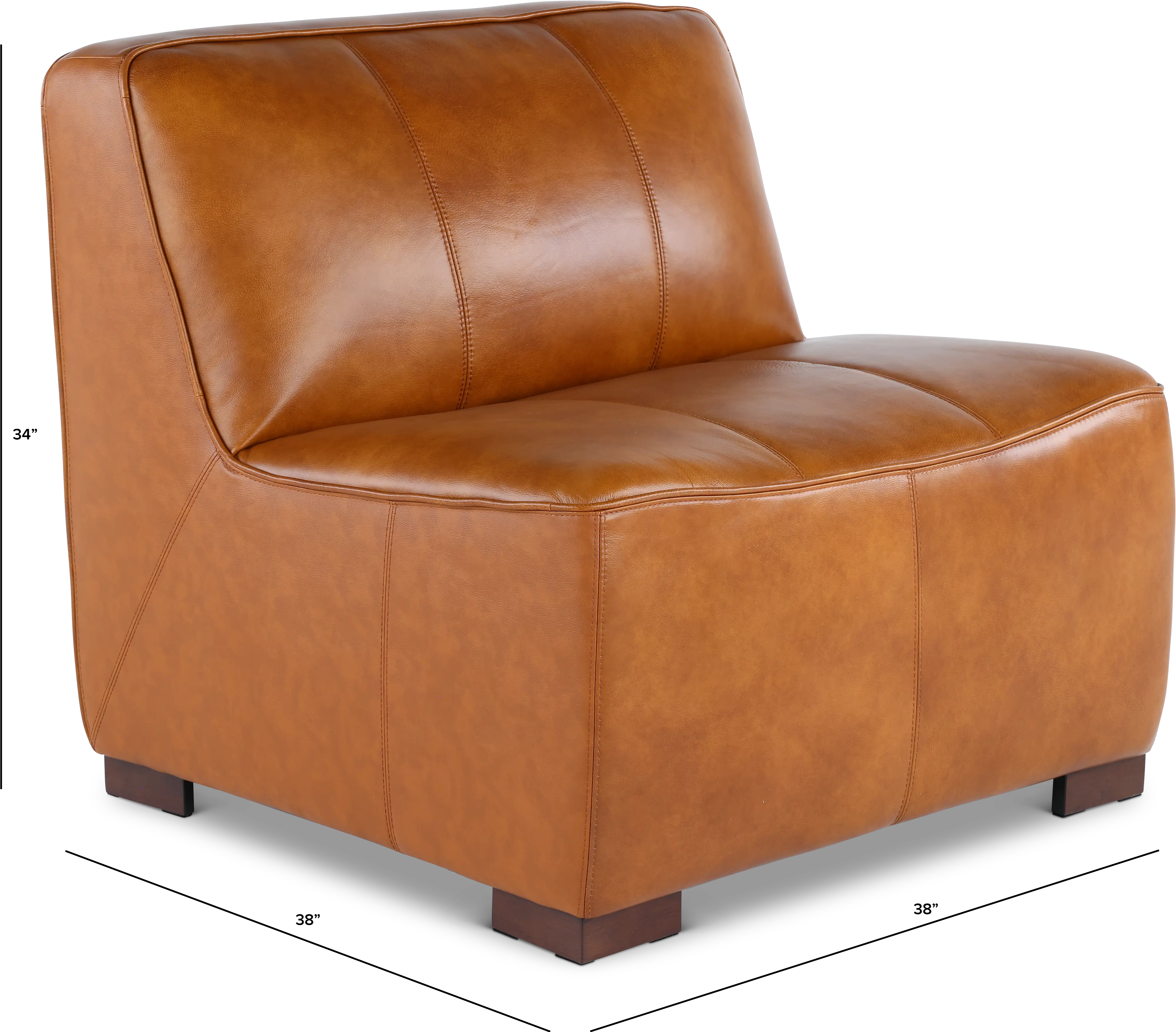 Denver Tobacco Brown Leather Modular Armless Chair-4