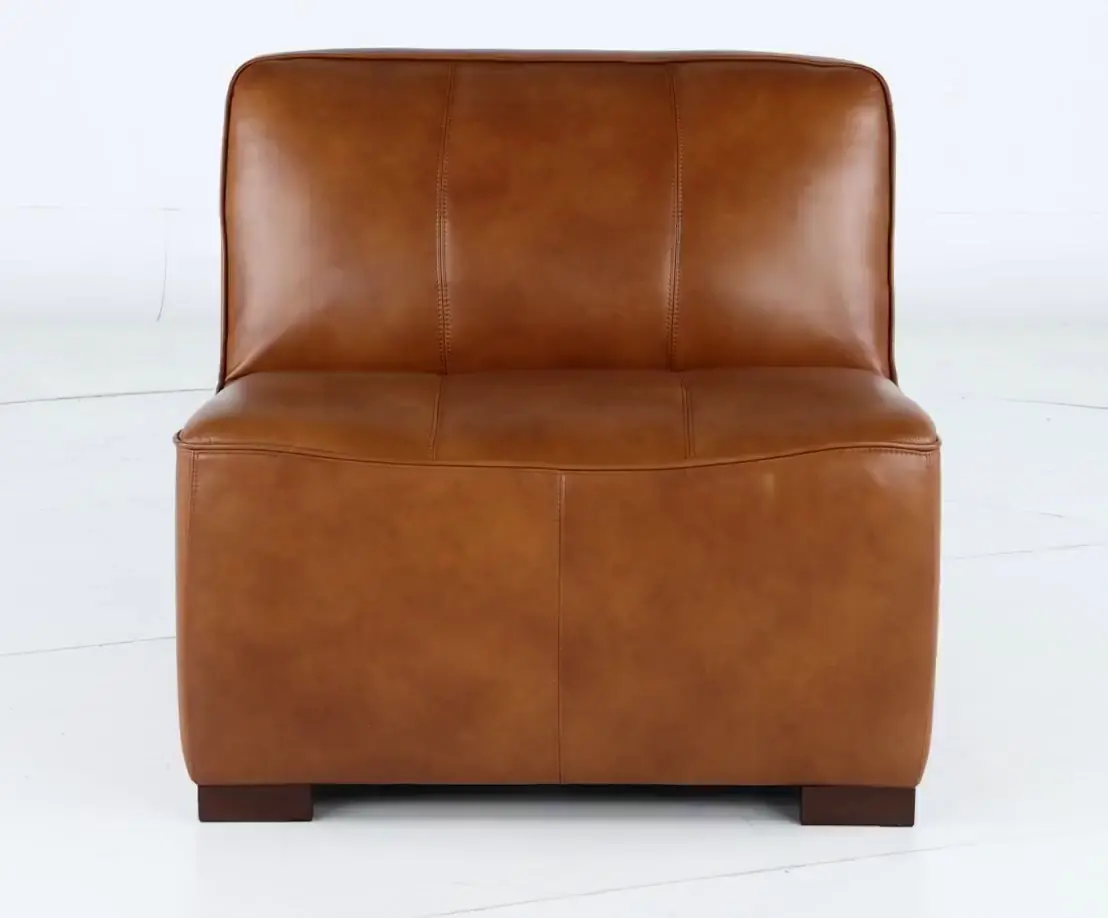 Denver Tobacco Brown Leather Modular Armless Chair-5