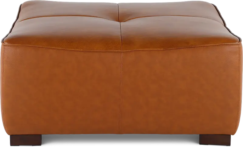 Denver Tobacco Brown Leather Cocktail Ottoman
