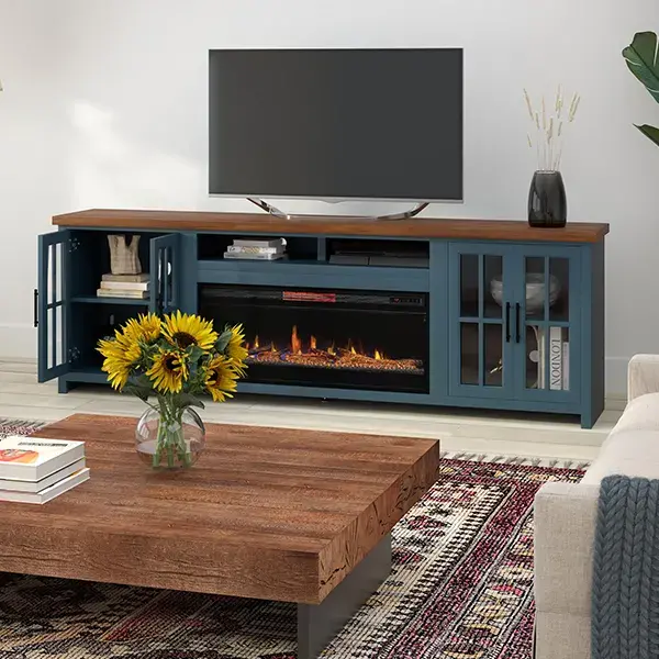 Nantucket Blue Fireplace TV Stand-2