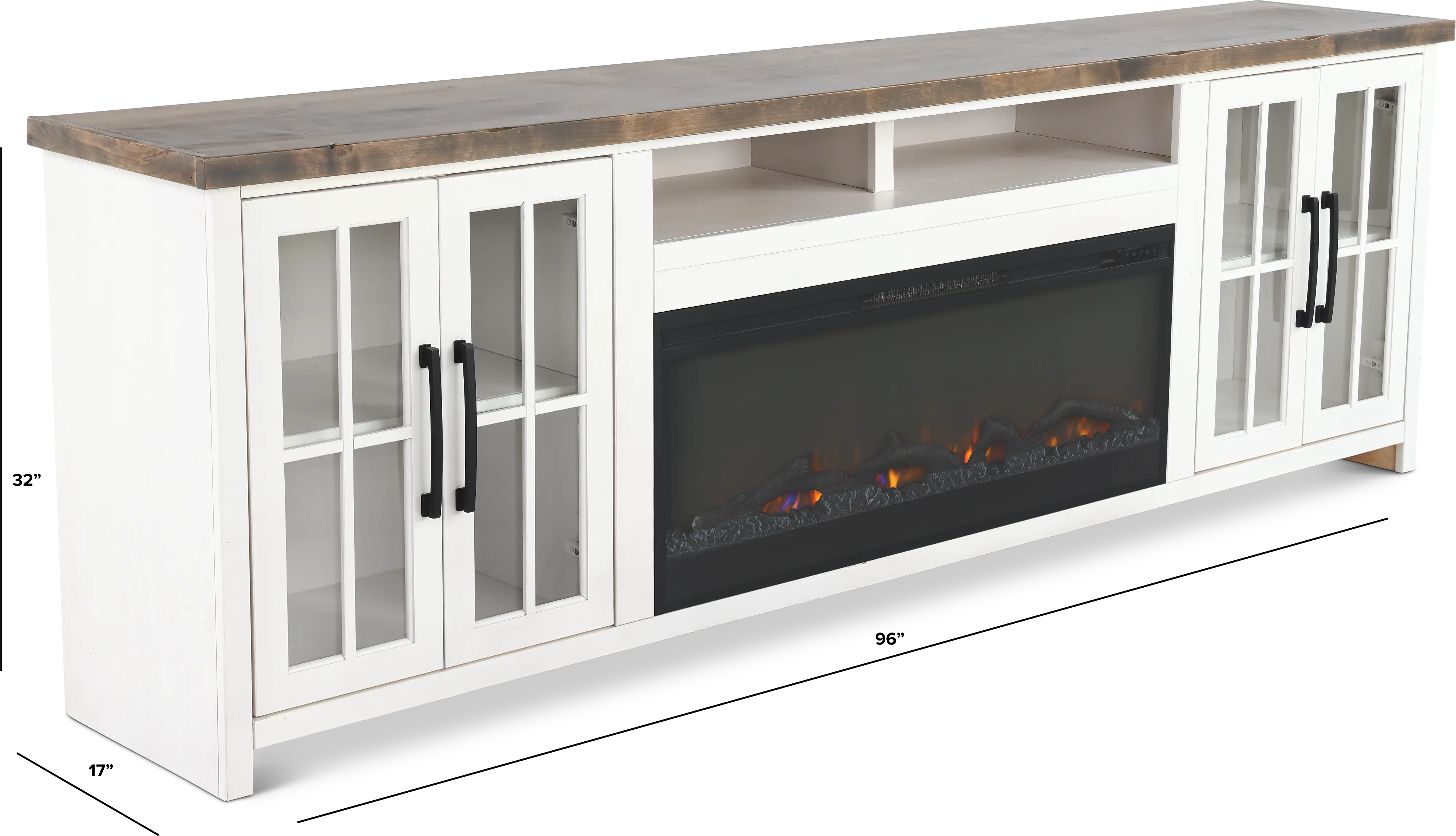 Hampton White Fireplace TV Stand-3