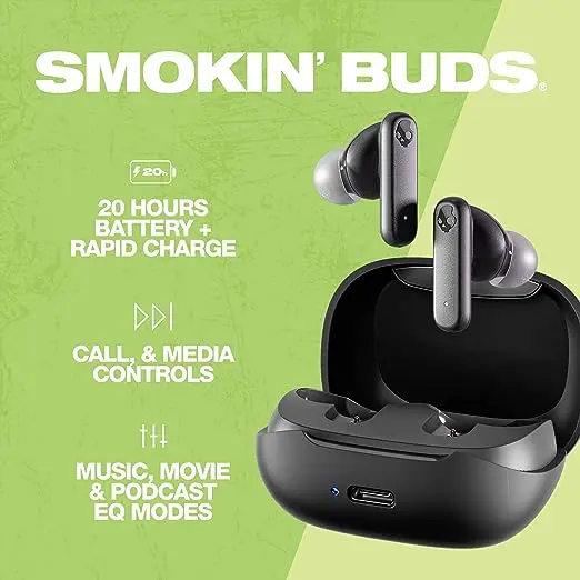S2TAW-R740 Skullcandy Smokin Bud In-Ear Wireless Earbuds - Black-3