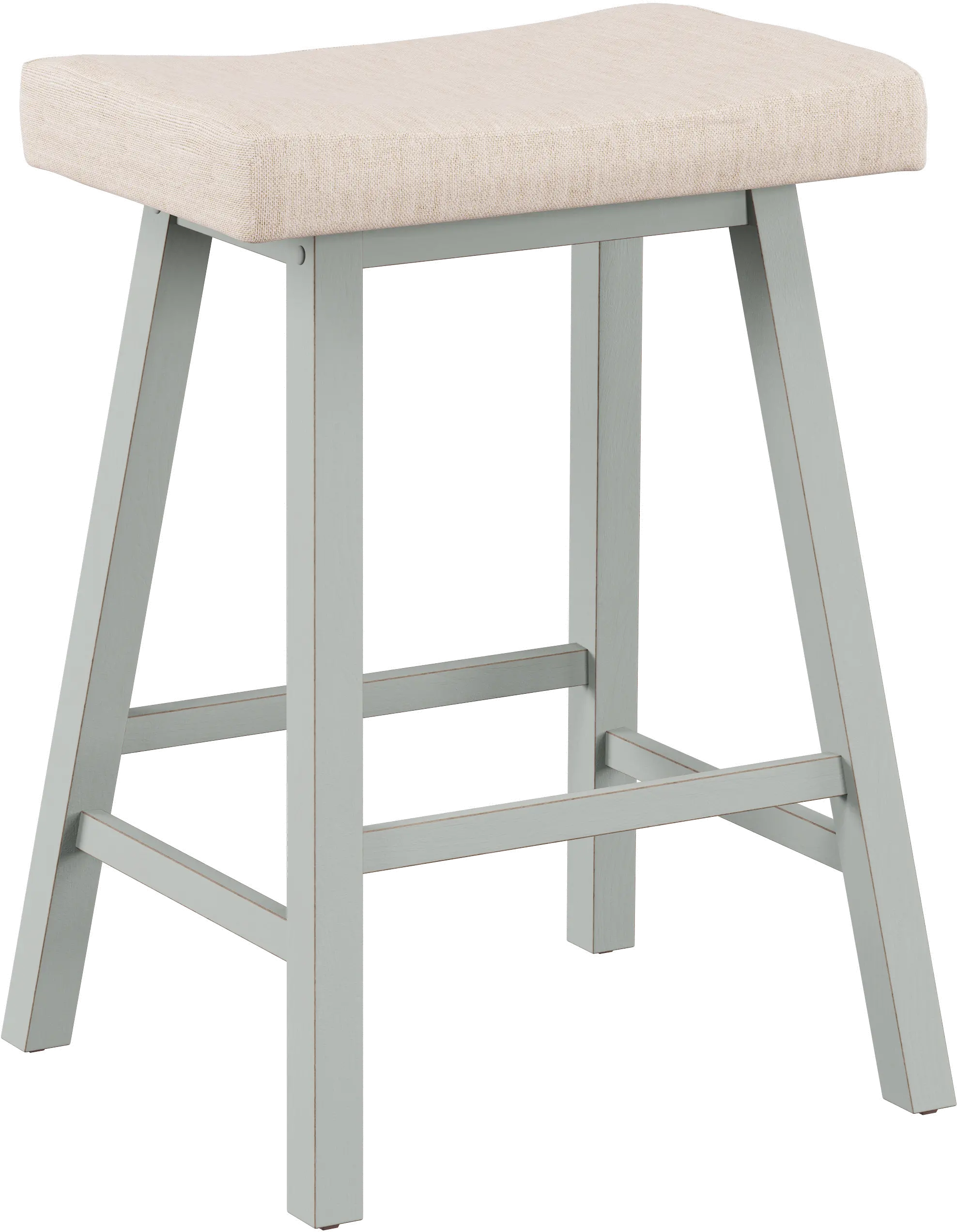Moreno Blue Wood and Upholstered Backless Counter Height Stool-1