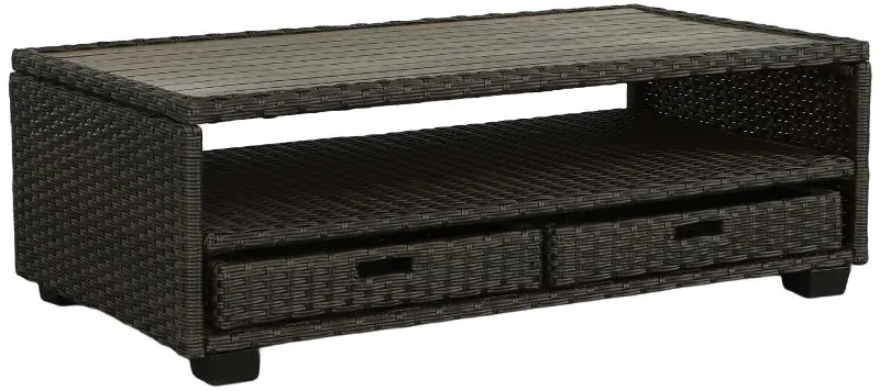 Tahiti Wicker Storage Cocktail Table