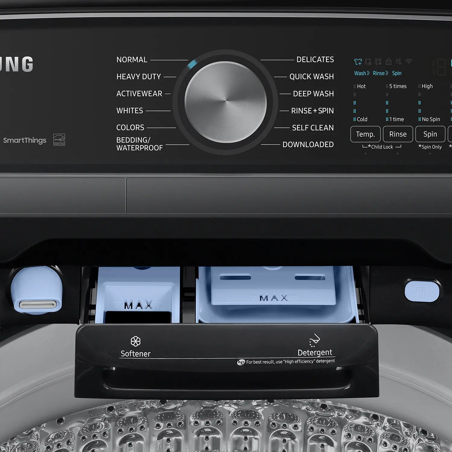 WA54CG7105AV Samsung 5.4 Cu Ft Top Load Washer - Black 54CG7105-9