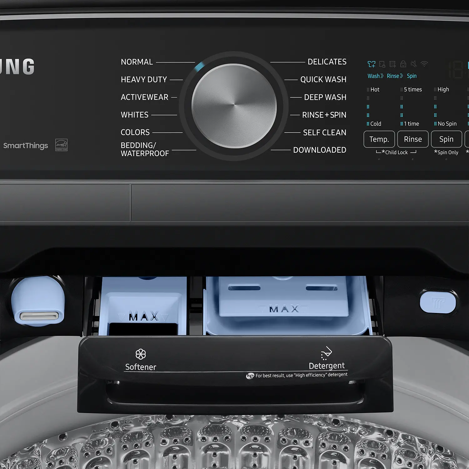 WA54CG7105AV Samsung 5.4 Cu Ft Top Load Washer - Black 54CG7105-9