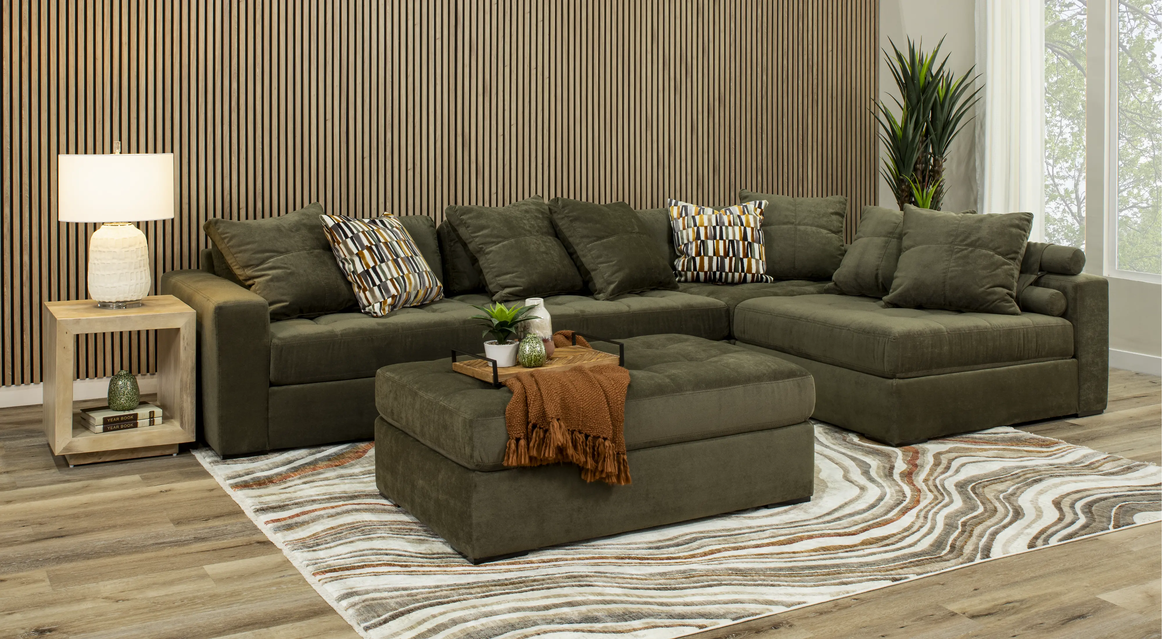 Noah Olive Green Ottoman-2