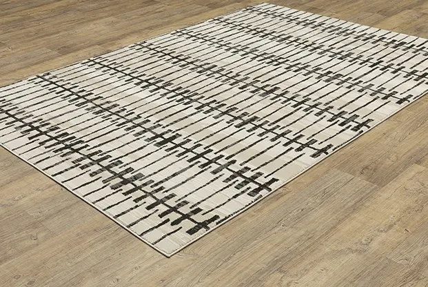 Raylan 5 x 8 Abstract Ivory Black Area Rug-2