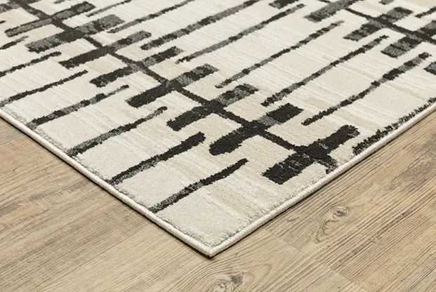 Raylan 5 x 8 Abstract Ivory Black Area Rug-3