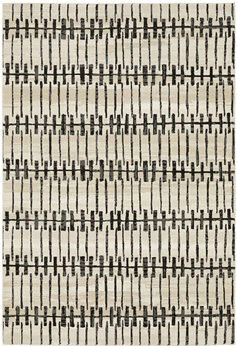 Raylan 8 x 11 Abstract Ivory Black Area Rug