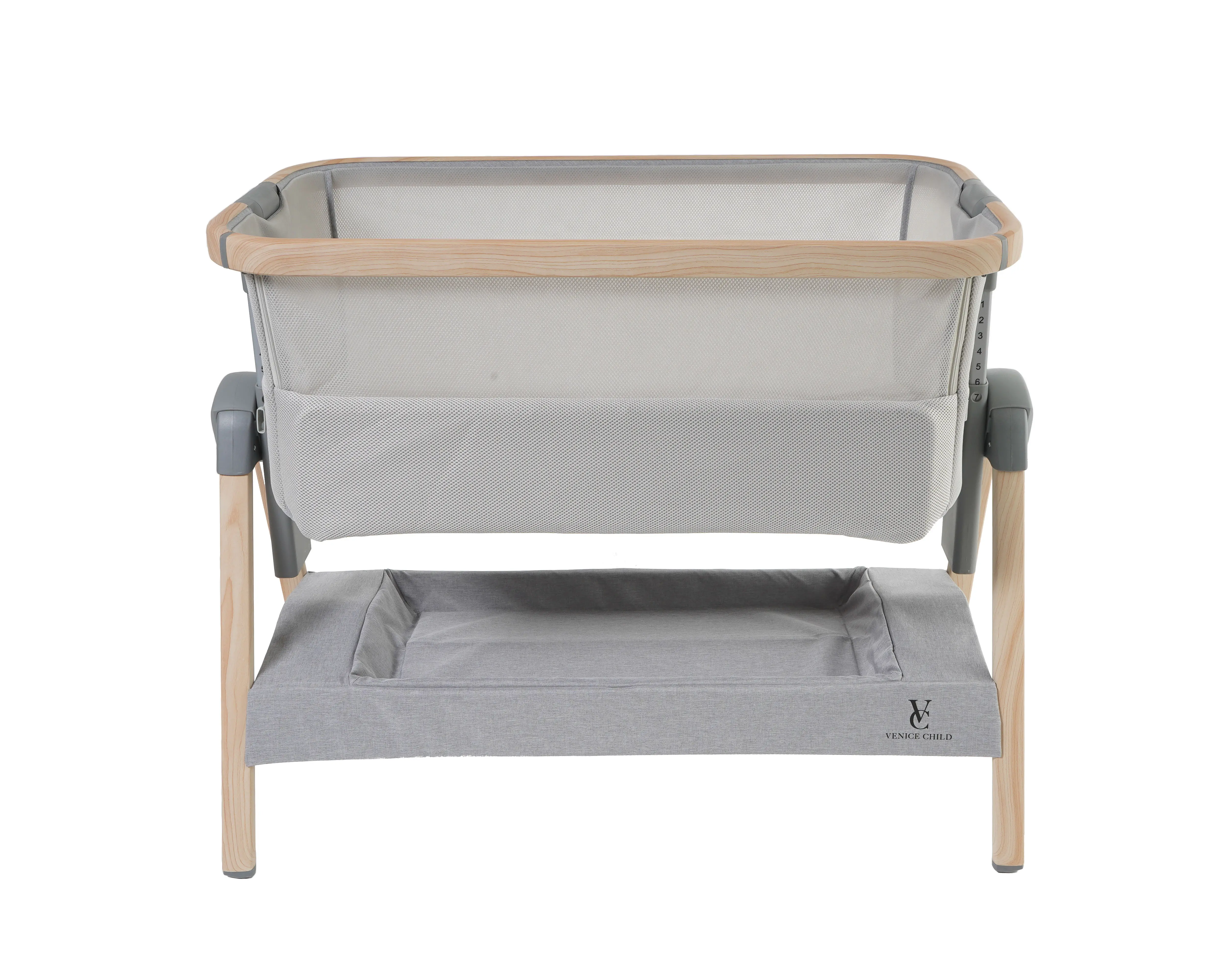 VCHD-CD02W-01 Venice Child California Dreaming Gray Wood Bedside Bassinet-1