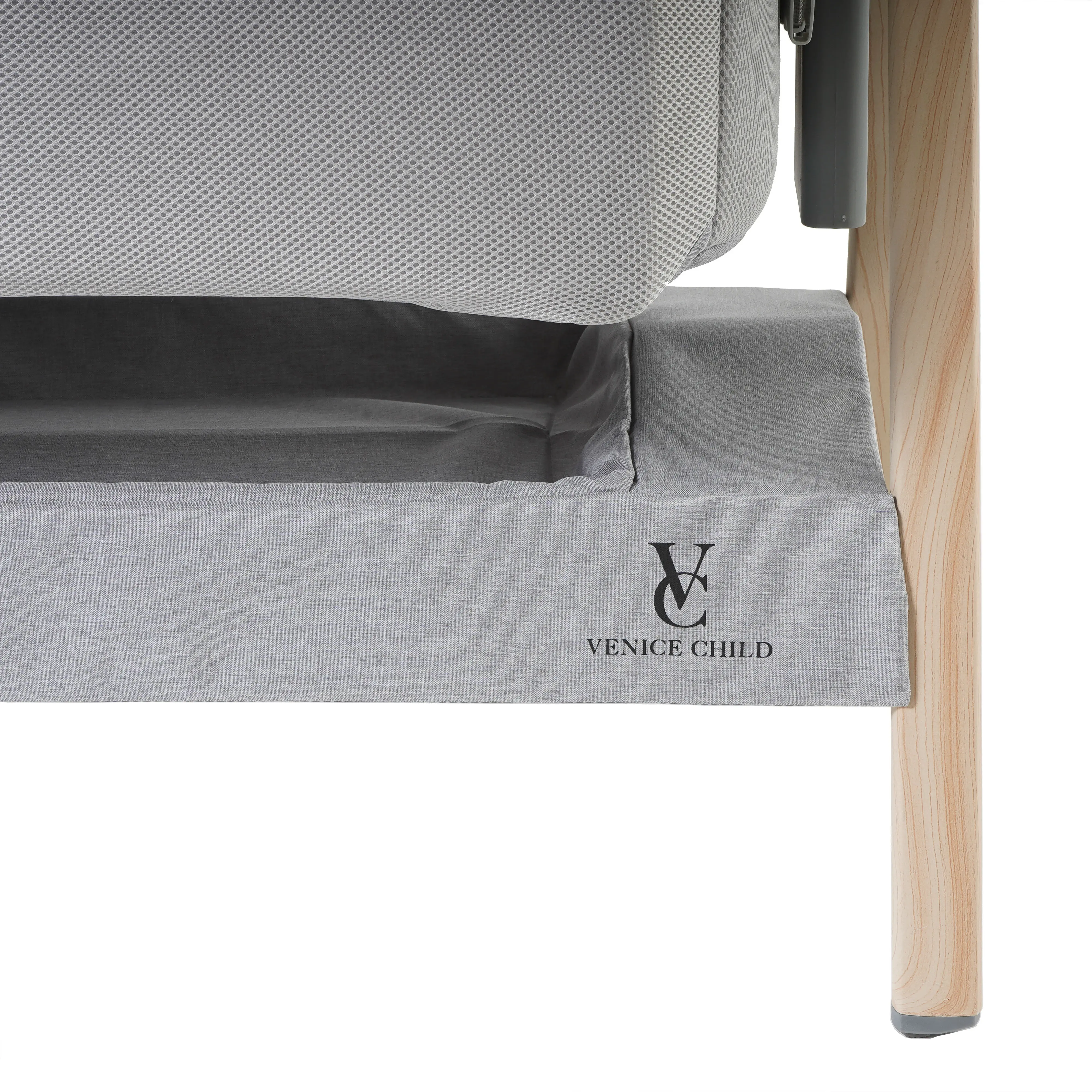 VCHD-CD02W-01 Venice Child California Dreaming Gray Wood Bedside Bassinet-11