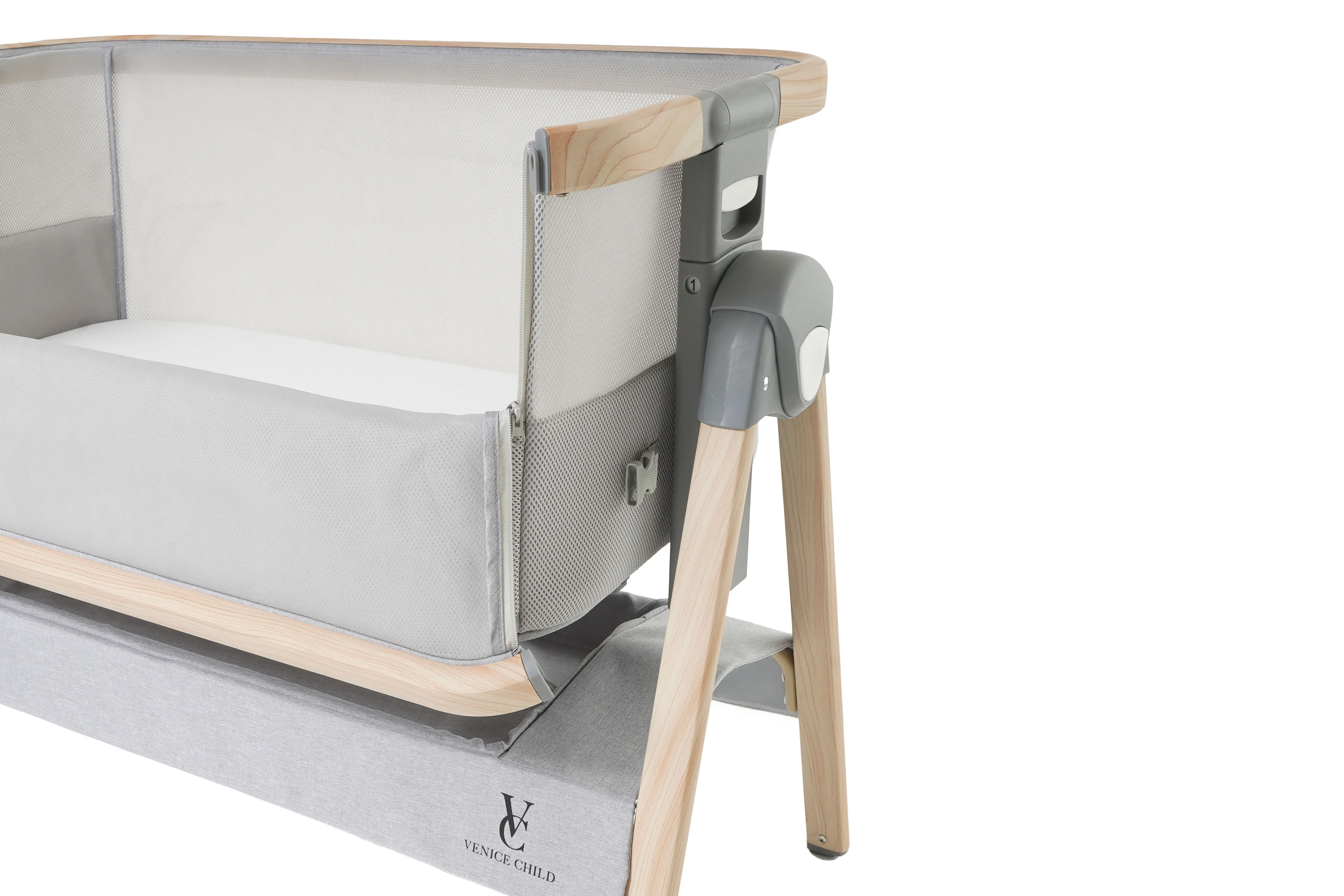 VCHD-CD02W-01 Venice Child California Dreaming Gray Wood Bedside Bassinet-13