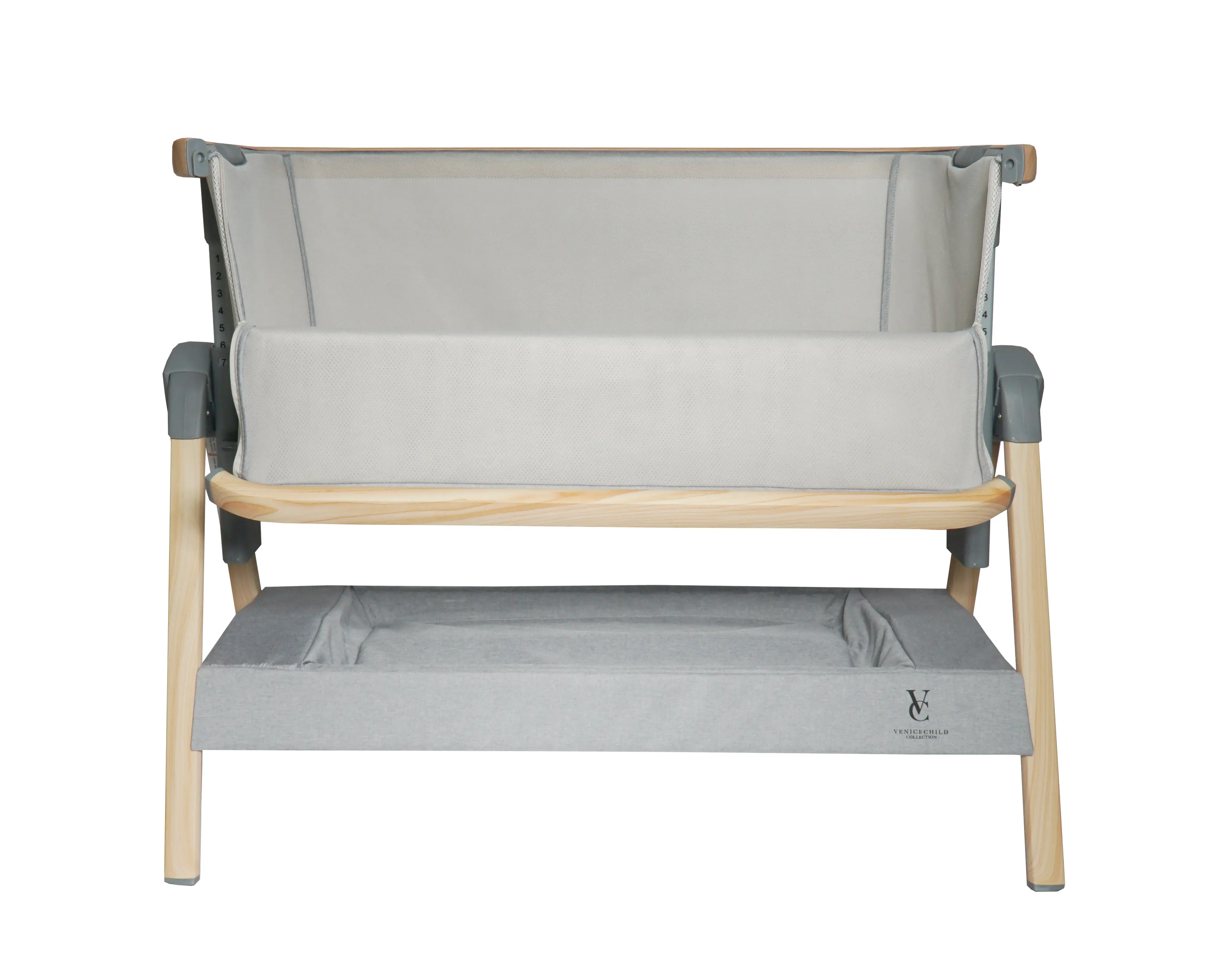 VCHD-CD02W-01 Venice Child California Dreaming Gray Wood Bedside Bassinet-5