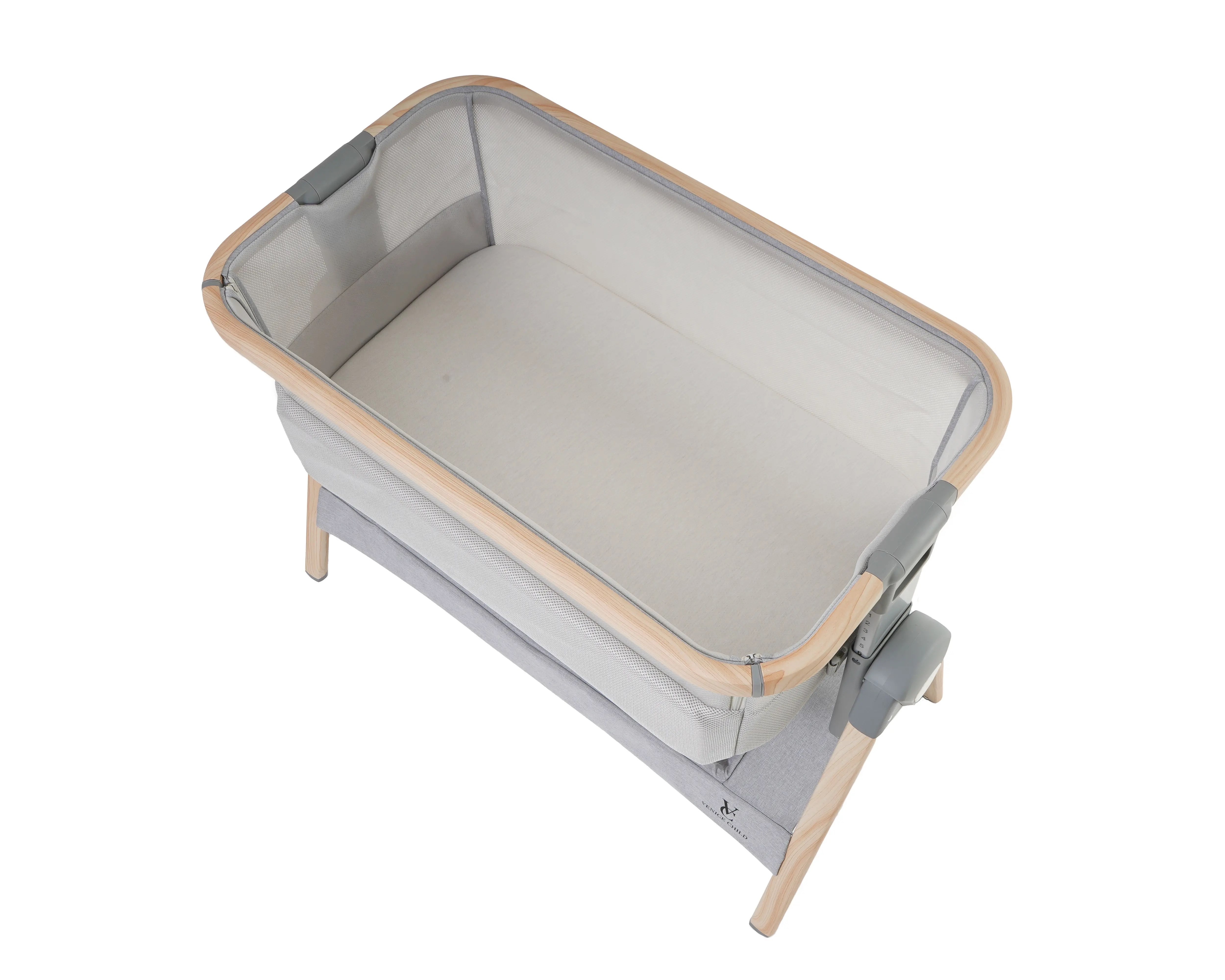 VCHD-CD02W-01 Venice Child California Dreaming Gray Wood Bedside Bassinet-6