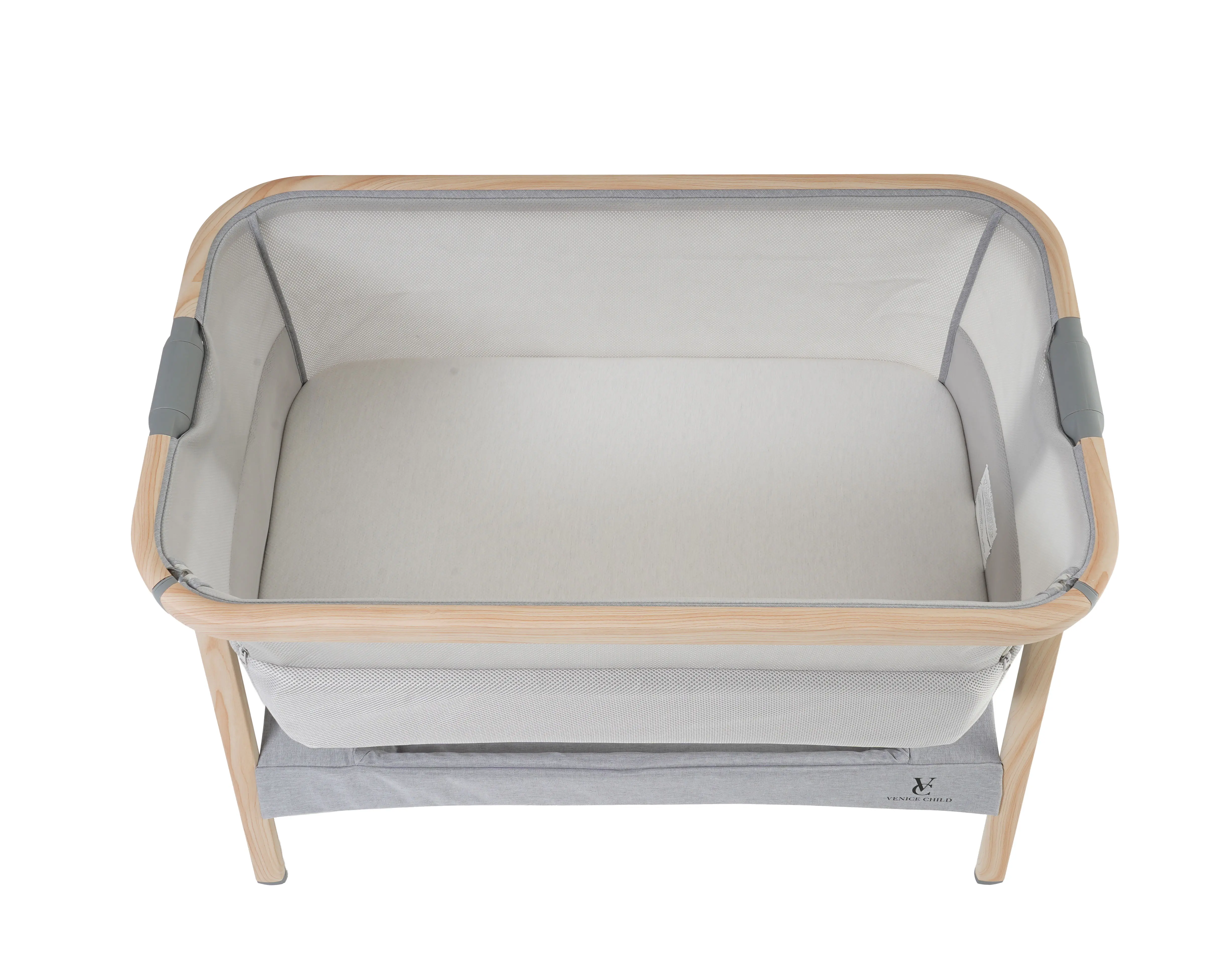 VCHD-CD02W-01 Venice Child California Dreaming Gray Wood Bedside Bassinet-7