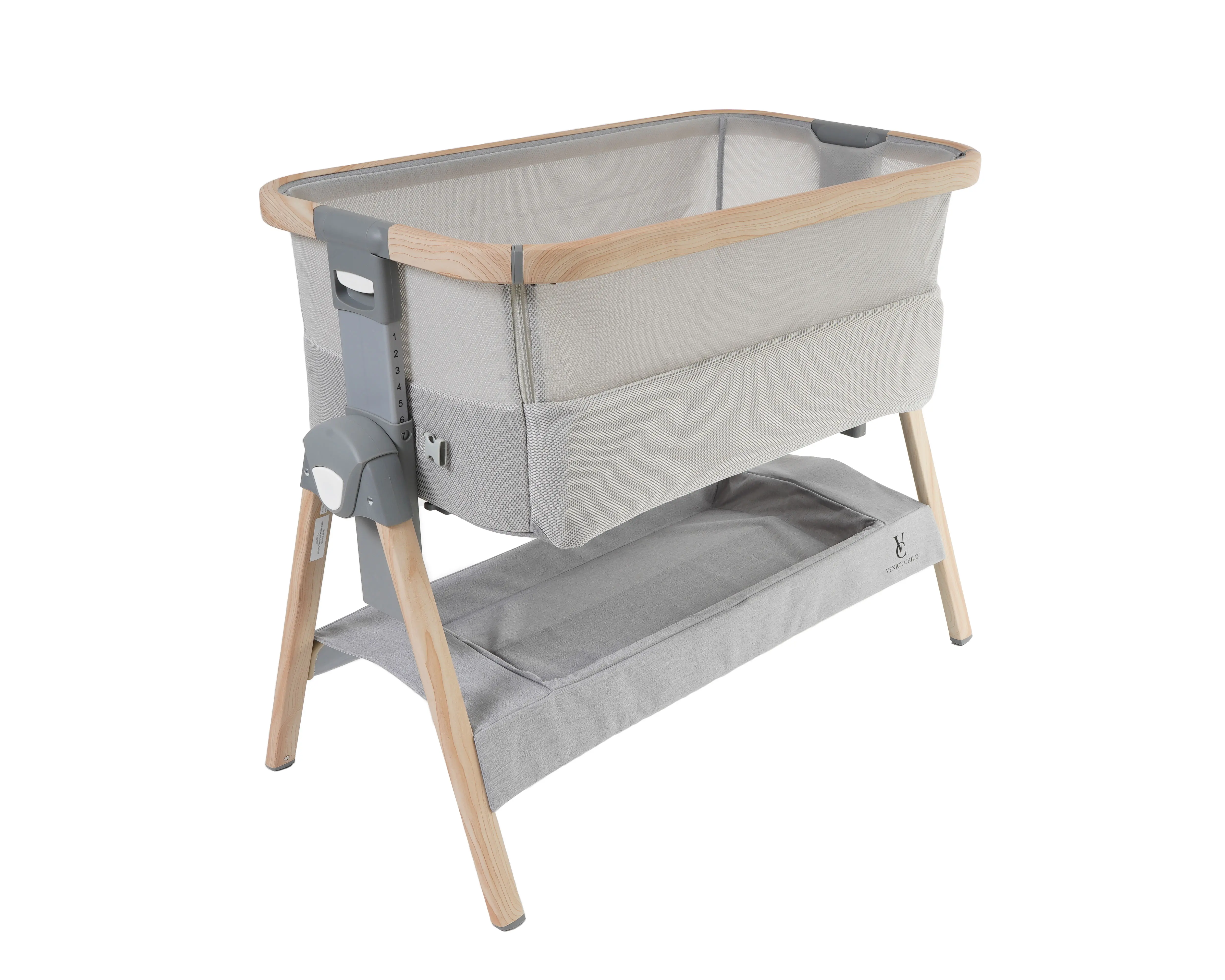VCHD-CD02W-01 Venice Child California Dreaming Gray Wood Bedside Bassinet-8
